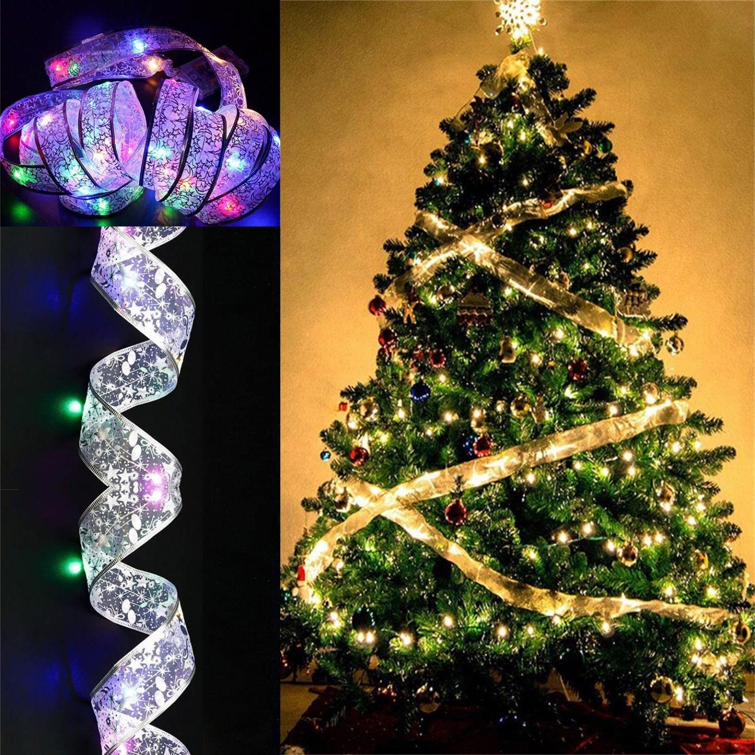 Christmas Tree Lights LED - 6.5ft/20 LED, 13ft/40 LED, 16.4ft/50 LED String Lights for Xmas Tree Decorations, Window Curtain, Party & Home Decor - Indoor/Outdoor Holiday Lighting for Christmas, Weddings & Festive Events