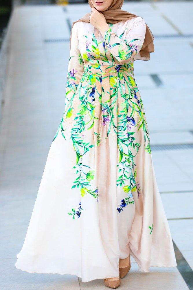 Stylish Neon Modest Dress for Women - Trendy Long Sleeve Party & Church Wear - Perfect for Evening Events, Weddings & Religious Occasions