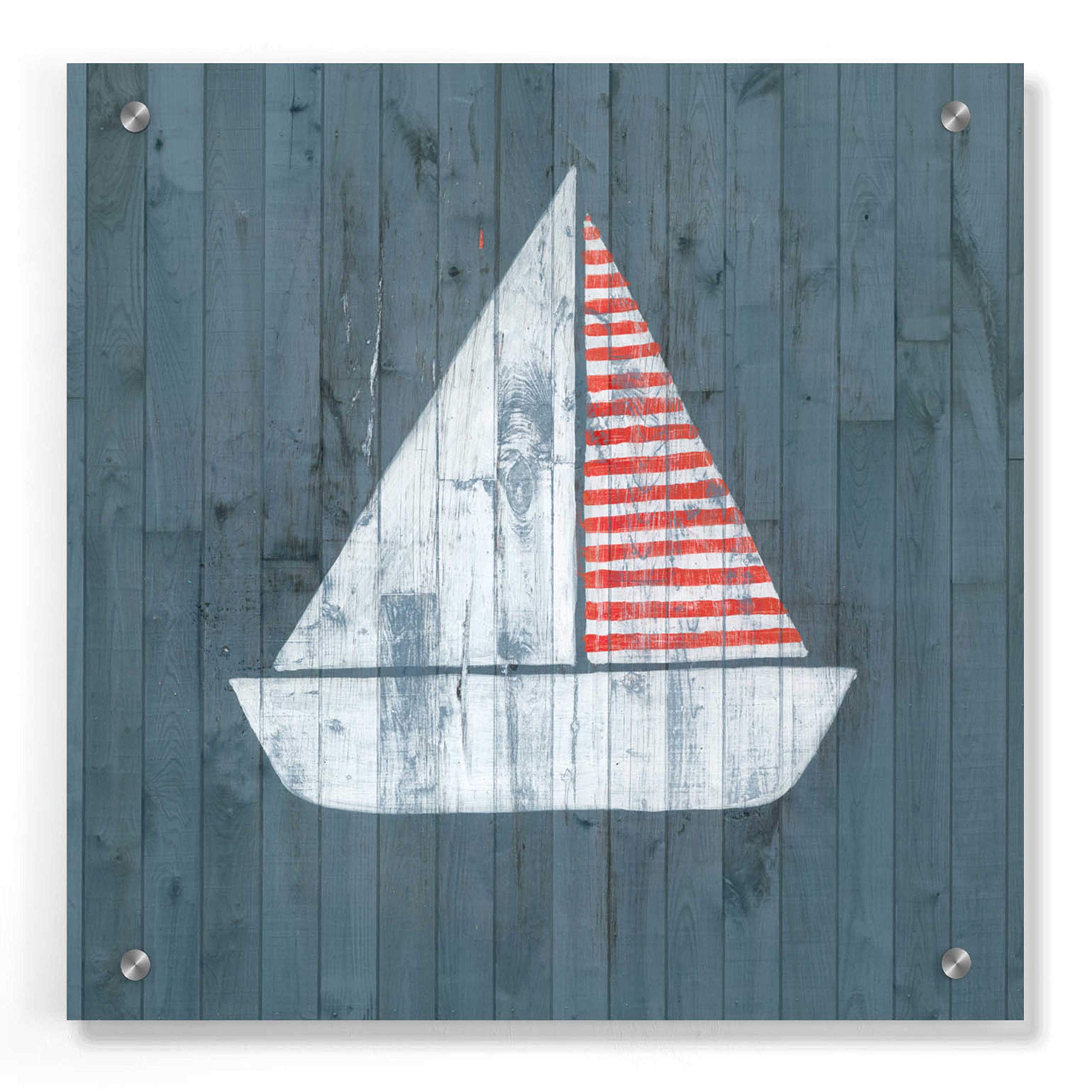 Grace Popp 'Nautical Plank I' Acrylic Glass Wall Art - 36x36 Inch Modern Ocean Themed Painting for Living Room, Bedroom & Office Decor