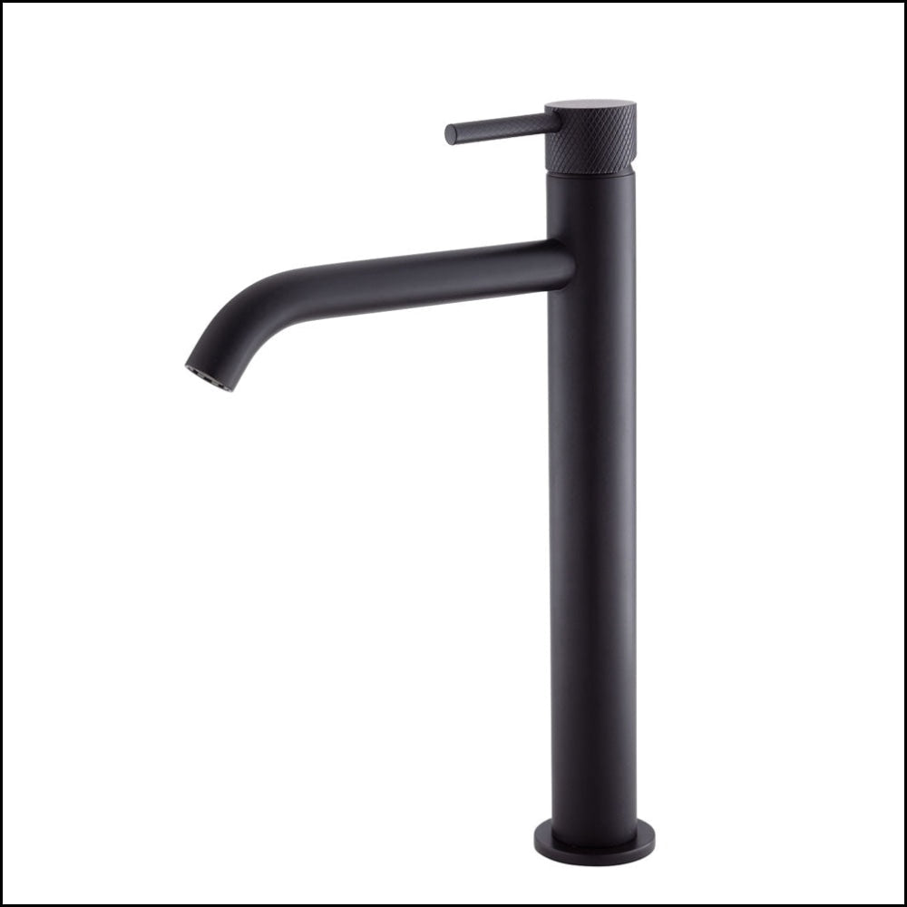 Fienza Axle 231107B Matte Black Tall Basin Mixer - Modern Bathroom Faucet for Sink, Vanity, and Washbasin - Perfect for Contemporary Home & Commercial Use