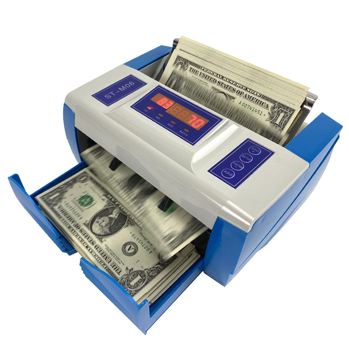 GAX Portable Money Counter Machine - Digital Bill Counter with LED Display & Counterfeit Detection for USD/EUR - 100-240V Compact Cash Register for Home, Office, Retail Stores & Banks