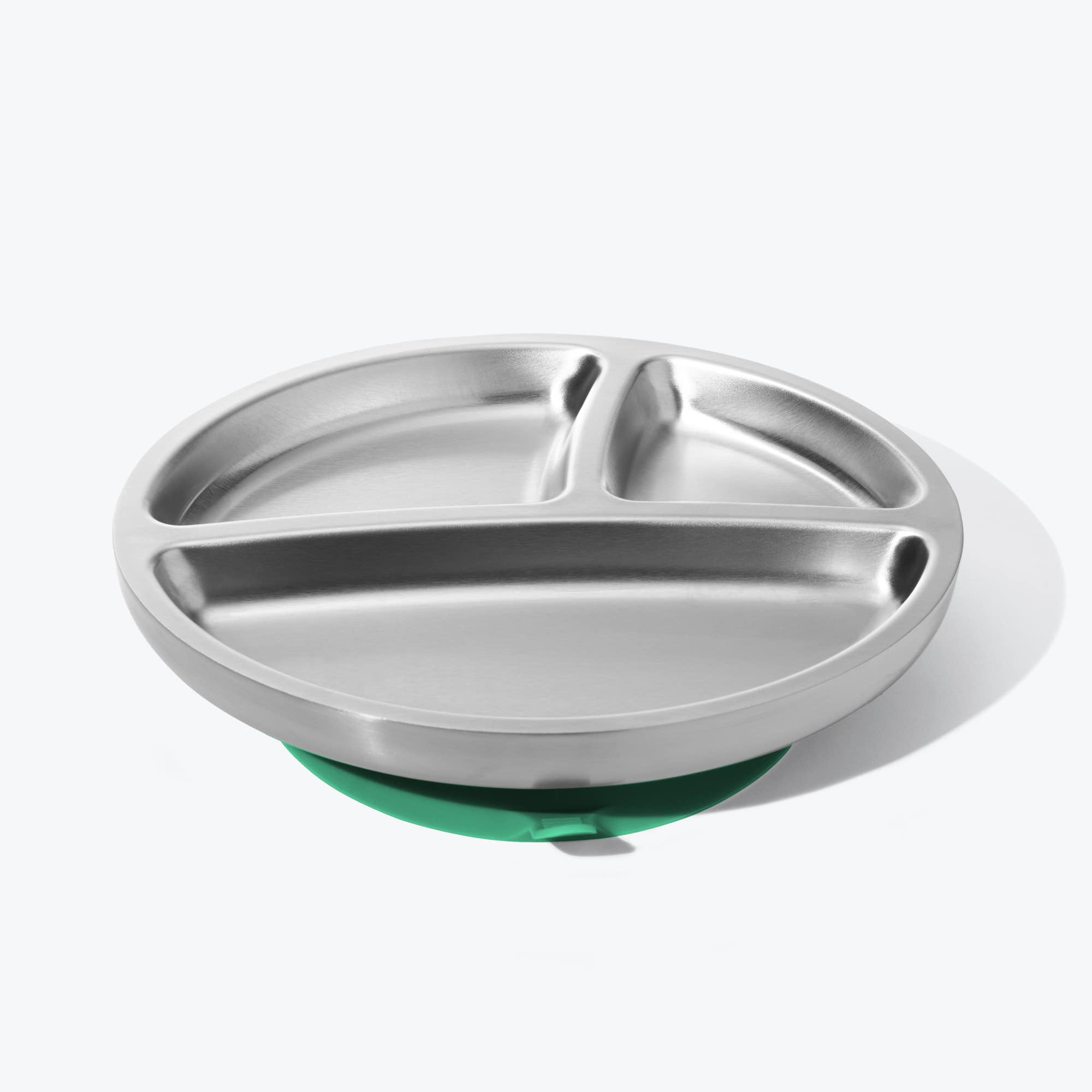 Avanchy Stainless Steel Suction Plate for Toddlers - BPA-Free, Eco-Friendly Baby Feeding Dish with Strong Suction Base - Perfect for High Chairs, Travel & Mess-Free Meals (Green)