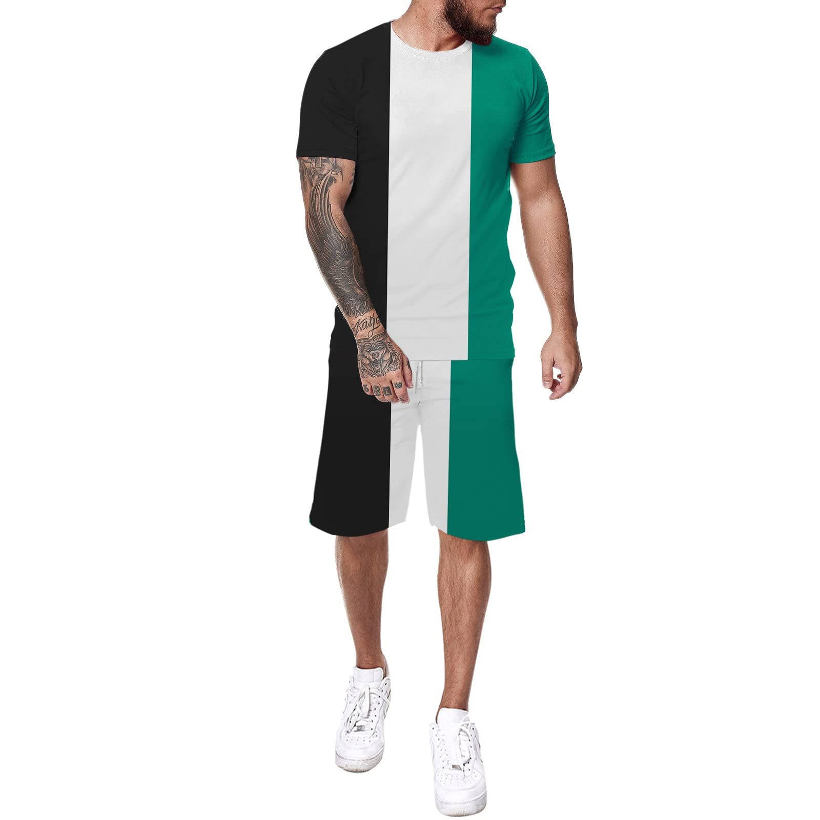 DGHM Men's Slim Fit Cargo Tracksuit Set - Half Zip Hoodie with Front Pouch & Cargo Joggers (S-XXL) | Casual Streetwear for Gym, Running, Travel & Everyday Wear