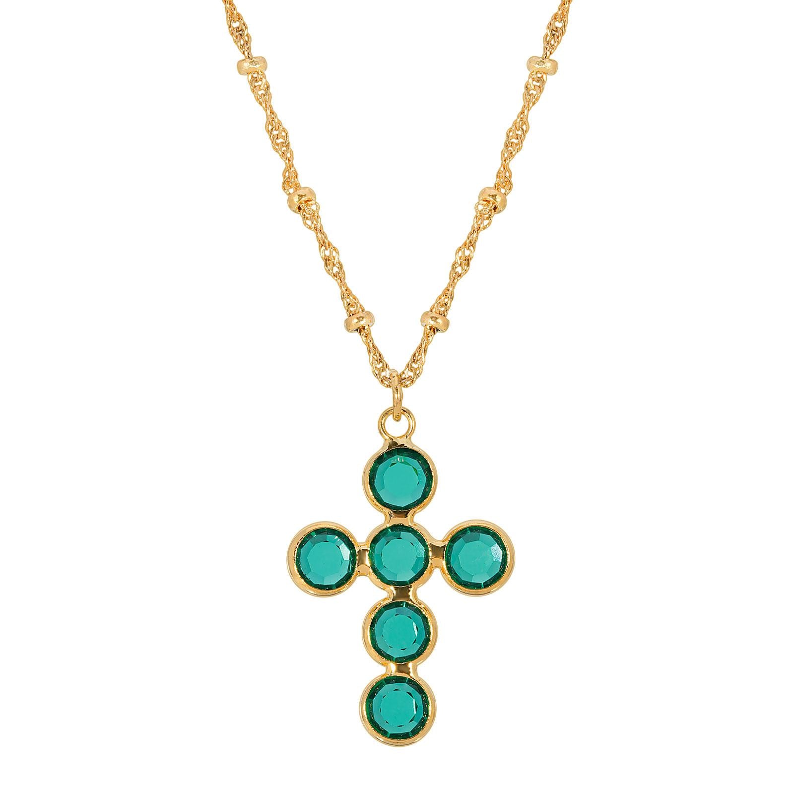 1928 Jewelry Austrian Crystal Cross Pendant Necklace - 16 Inch Chain with 3 Inch Extender - Perfect for Church, Weddings & Special Occasions