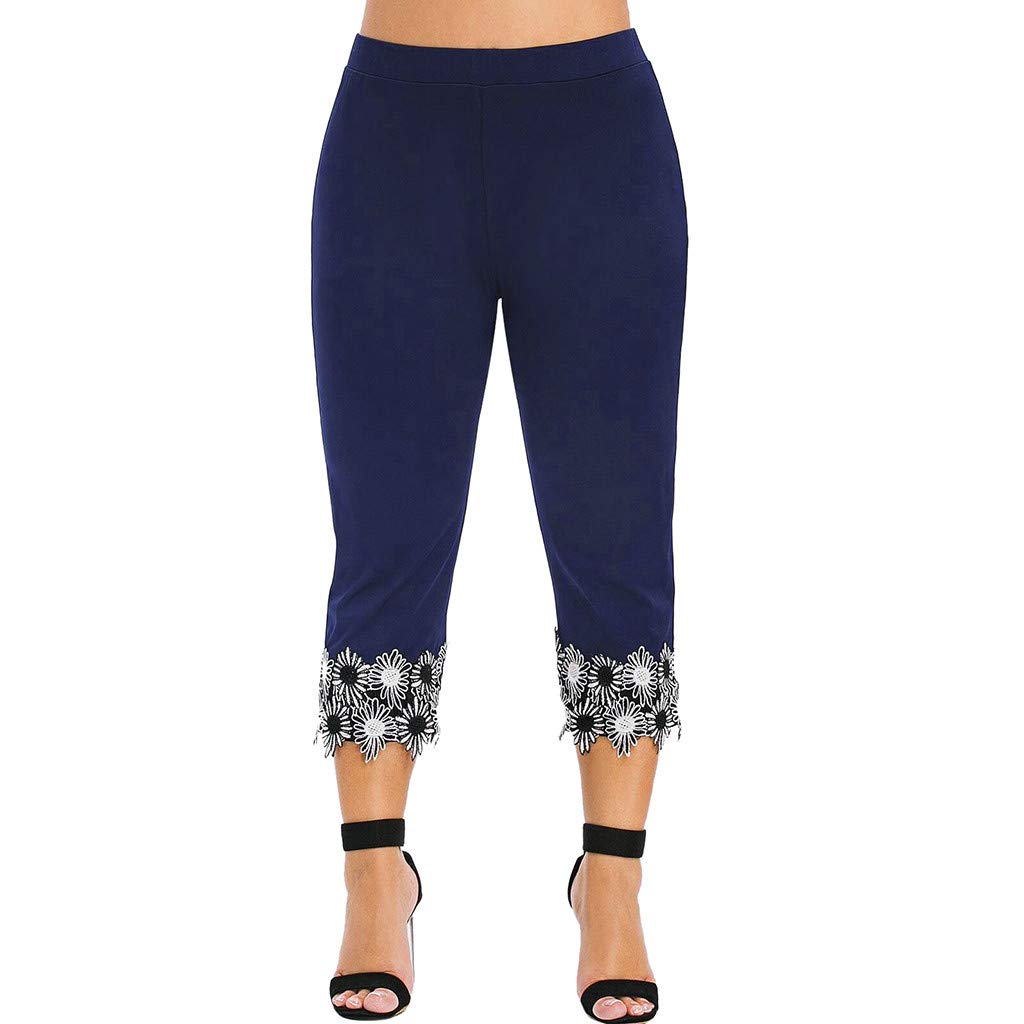 RIJJTRP Women's Work Pants - Fashion Casual Stretch Elastic Waist Plus Size High Waisted Applique Leggings for Office, Business & Dressy Occasions