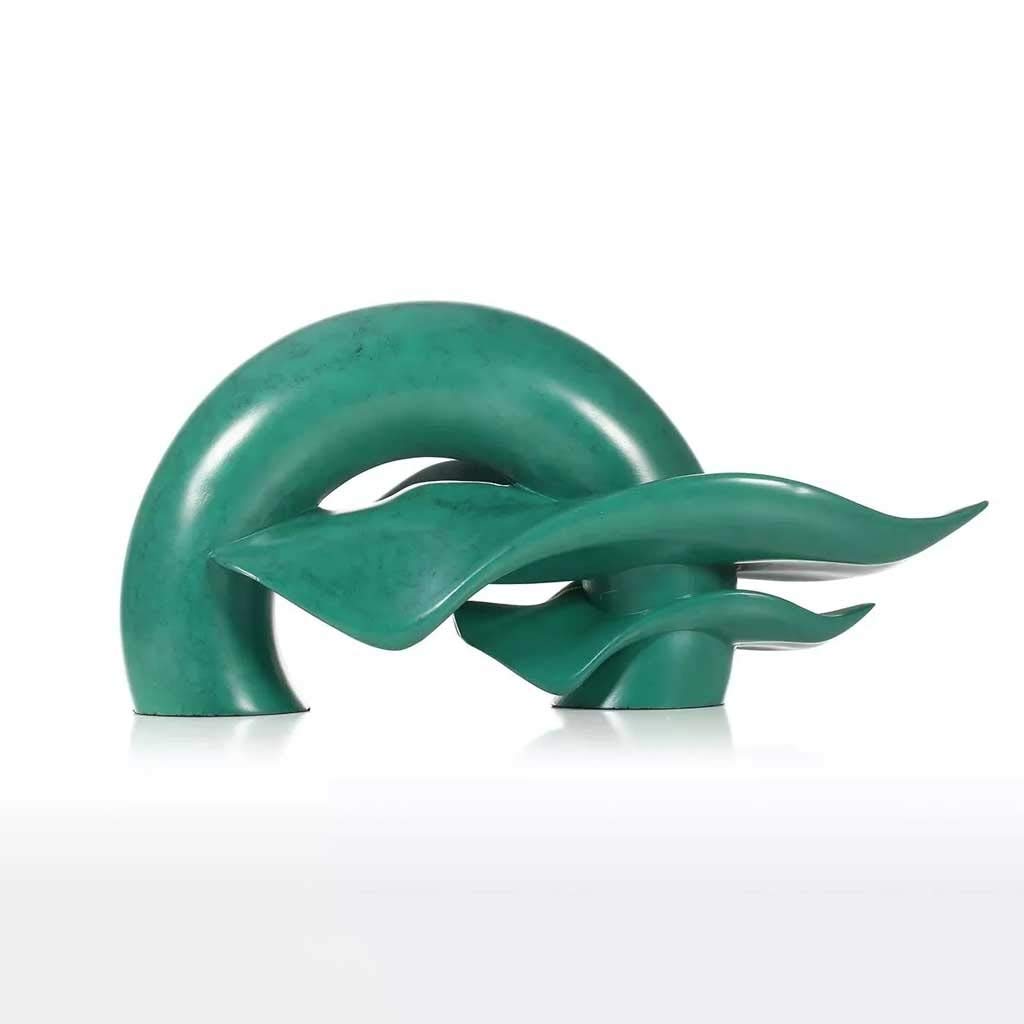 GANFANREN Modern Abstract Resin Sculpture - Elegant Turquoise Art Decor for Home & Office | Handcrafted Sparkling Ripple Design - Perfect for Living Room, Desk & Gift Giving