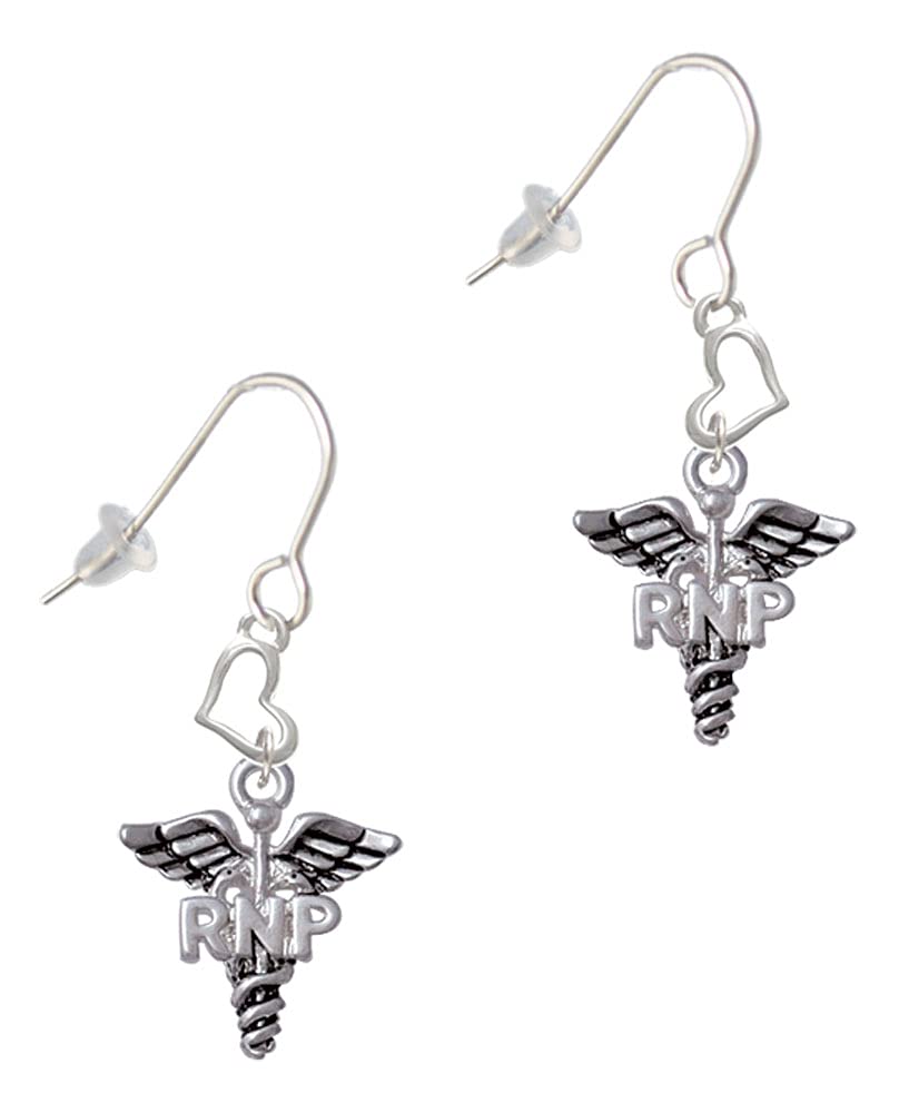 Delight Jewelry - Sterling Silver Nurse Caduceus Small Heart French Hook Earrings for Women | Perfect Gift for Nurses, Medical Professionals & Healthcare Workers | Ideal for Work, Graduation & Special Occasions