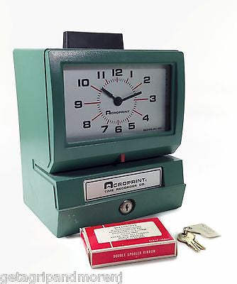 ACROPRINT Model 125 Duty Analog Automatic Print Time Clock with Extra Ribbon - Employee Time Tracking for Small Businesses & Offices