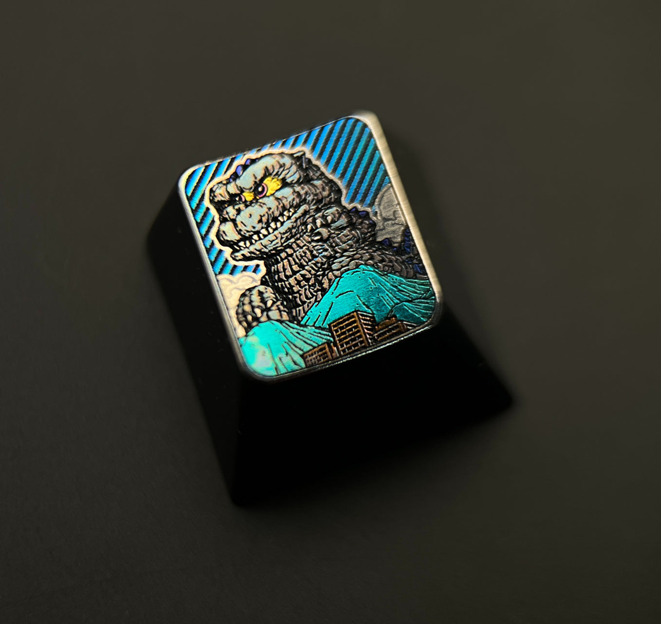 Mini Cute Godzilla Keycaps - 1U Titanium Alloy Carved Custom Keycaps for Mechanical Keyboards - Perfect for Gaming, Typing & Keyboard Decoration