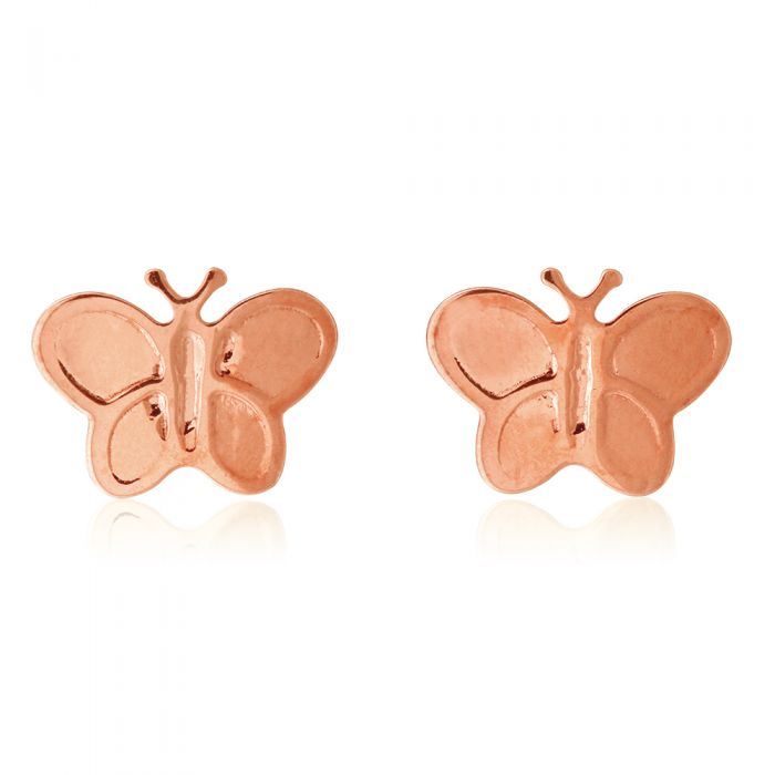 9ct Rose Gold Butterfly Stud Earrings for Women - Hypoallergenic Cubic Zirconia Ear Jewelry - Perfect for Daily Wear, Parties & Gifts