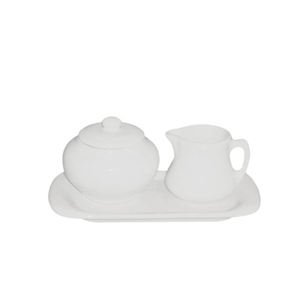 Premium White Sugar and Creamer Set - Elegant Coffee & Tea Accessories for Home, Office, and Restaurant Use