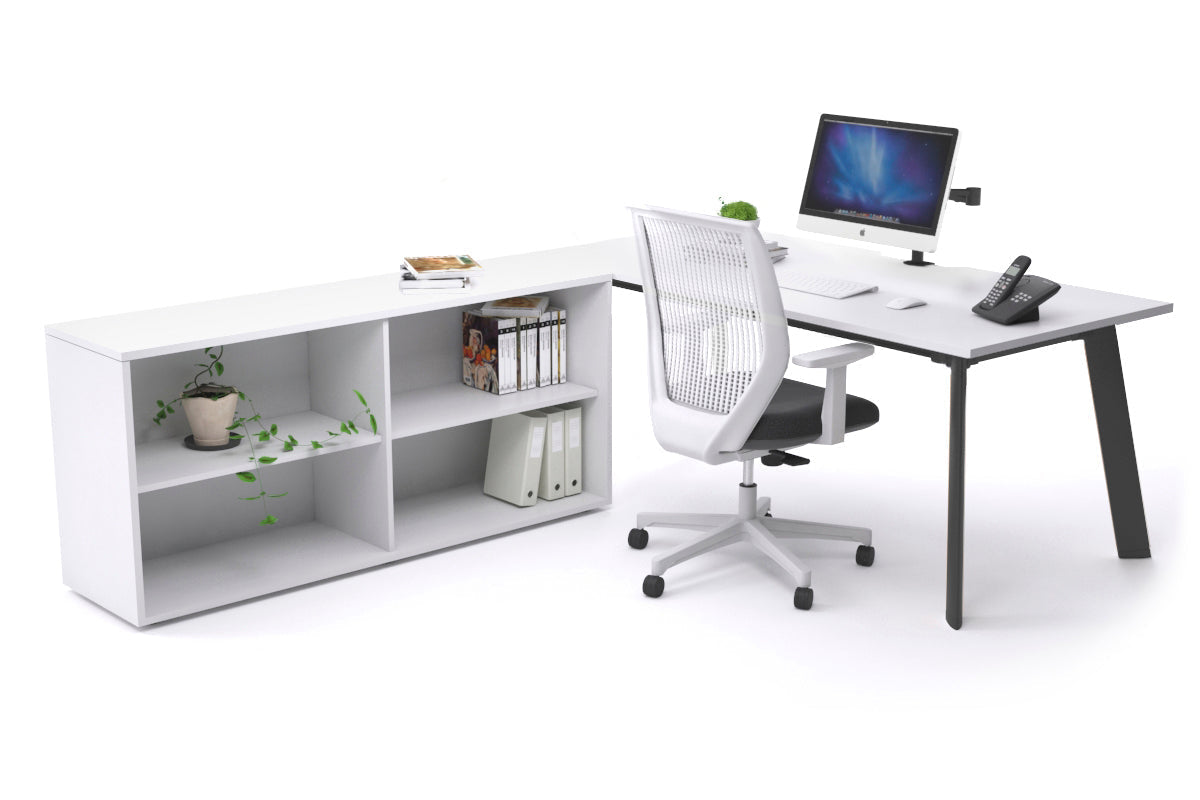 Switch Executive Setting With Uniform Spine Black Frame [1600L x 800W with Cable Scallop] - Premium Office Desk for Modern Workspaces
