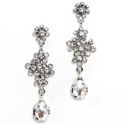Swarovski Crystal Flower Stud Earrings for Women - Sparkling Clear Rhinestone Floral Jewelry for Wedding, Party & Everyday Wear