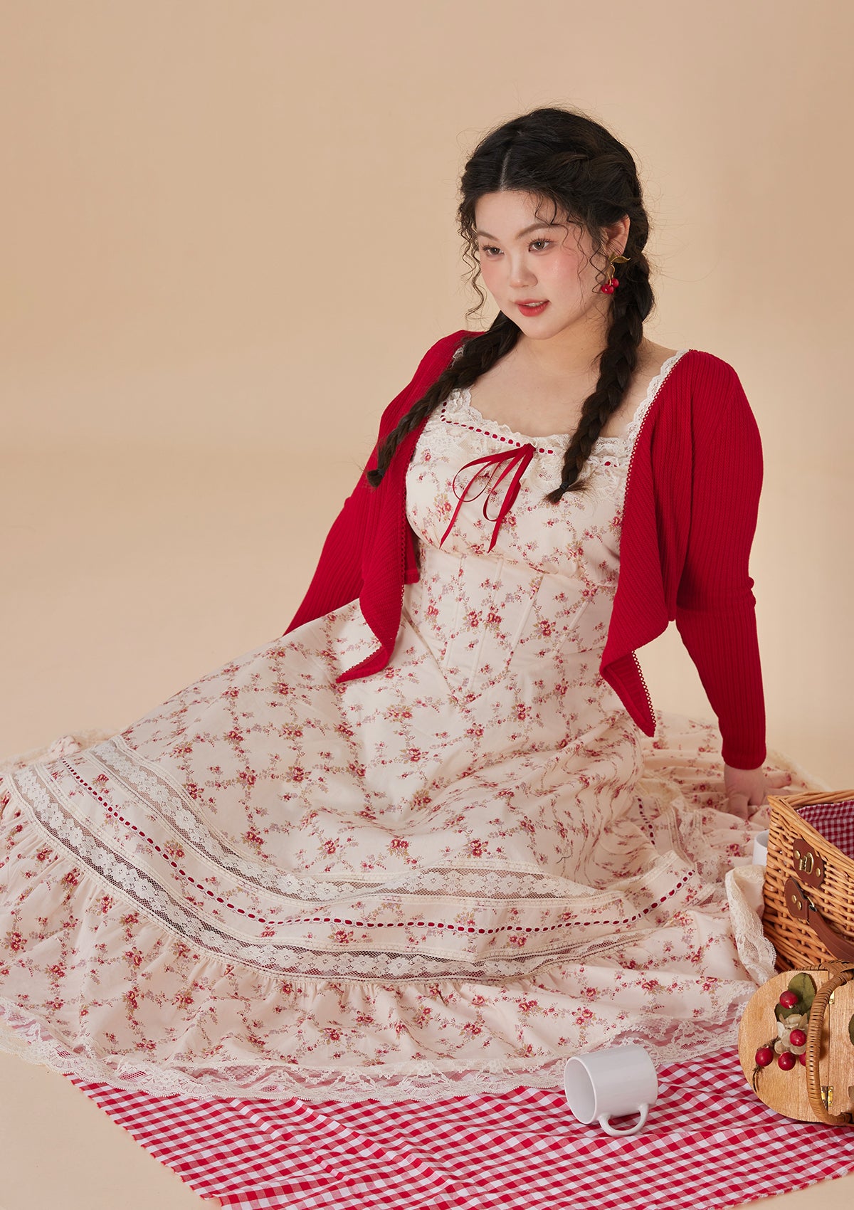 Elegant Curve & Plus Size Red Garnet Corset Dress for Women - Perfect for Evening Parties, Date Nights & Special Occasions