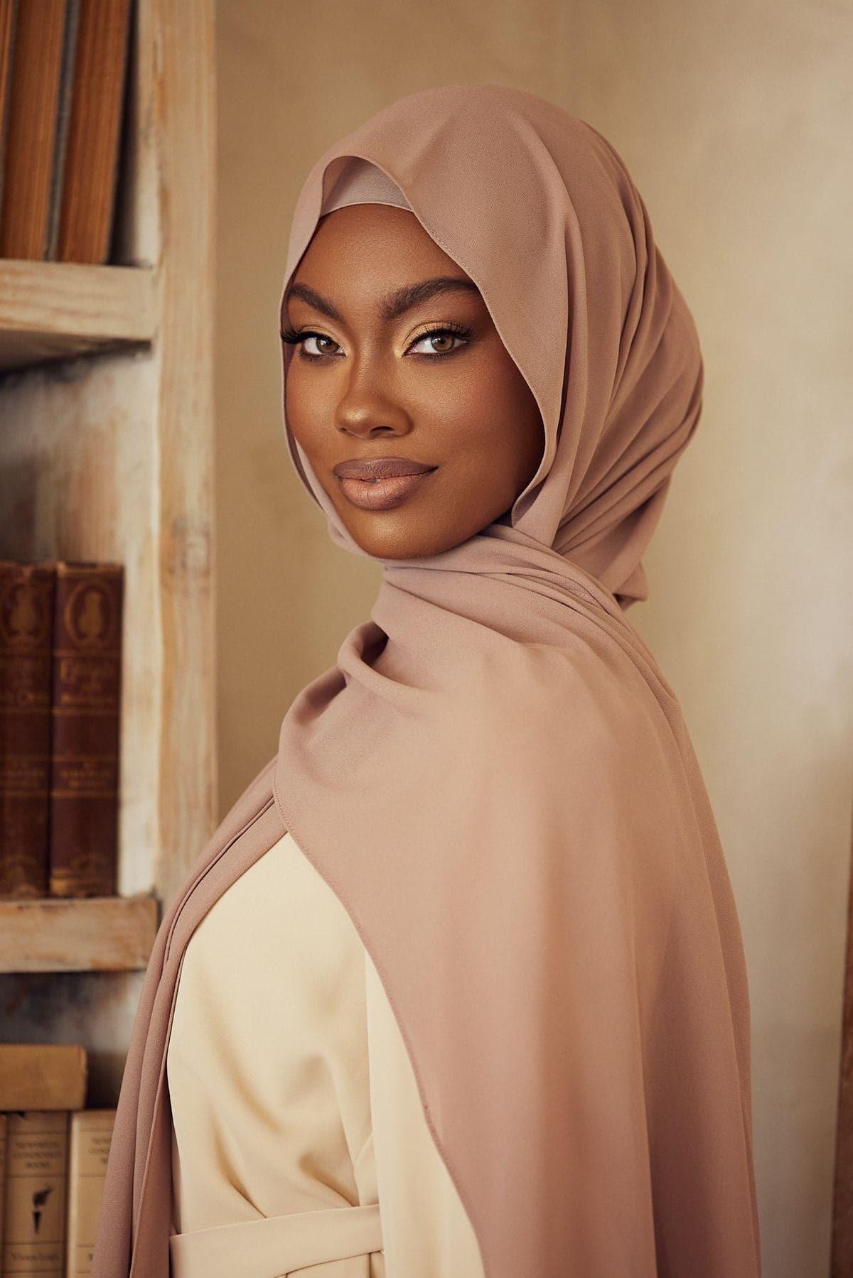 Premium Chiffon Hijab Scarf - Soft Lightweight Muslim Headscarf for Women - Khaki Color - Perfect for Daily Wear, Prayer, and Special Occasions