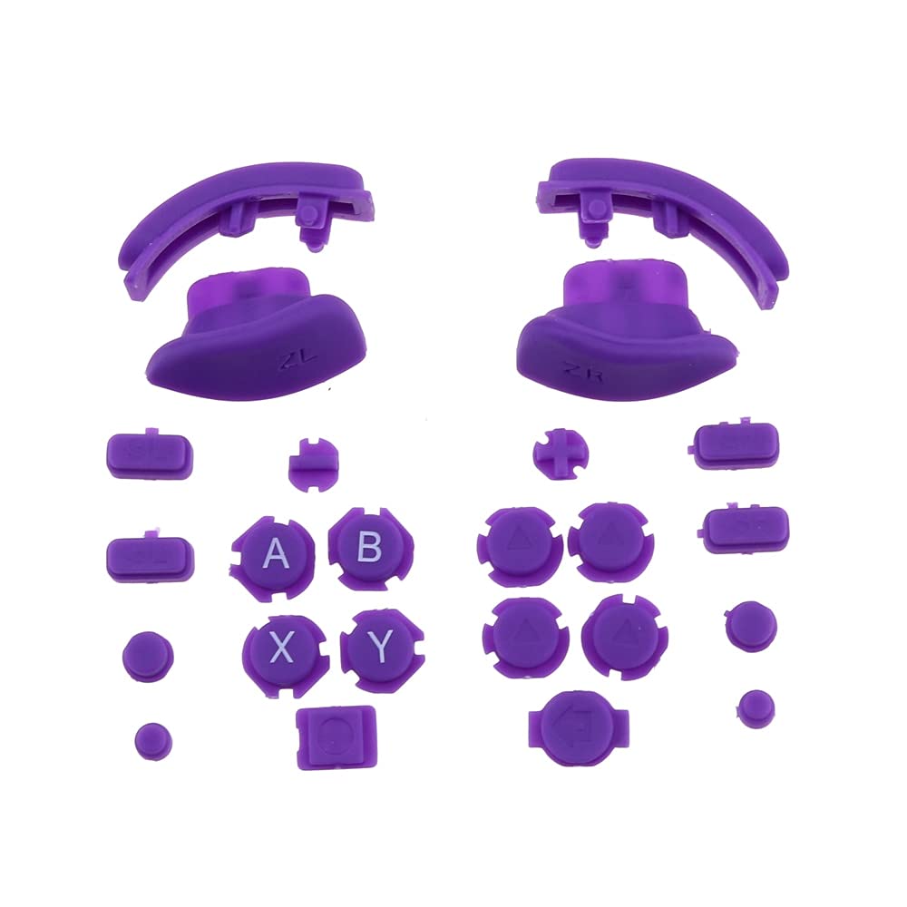 Original Title: Wogame ABXY Direction Keys SR SL L R ZR ZL Trigger Full Set Buttons for Nintendo Switch Joy-Con Replacement (Purple)   Optimized Title: Wogame Replacement ABXY Buttons & Triggers (SR/SL/L/R/ZR/ZL) for Nintendo Switch Joy-Con - Purple - Perfect for Gaming & DIY Repairs