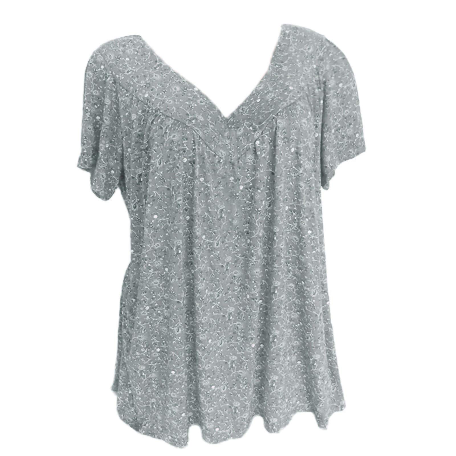 Plus Size Women's V-Neck Crop Top - Western Print Blouse for Casual Wear