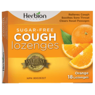 Herbion Sugar-Free Orange Flavor Cough Lozenges - 18 Count | Soothes Throat & Relieves Cough | Perfect for Travel, Work & Home Use