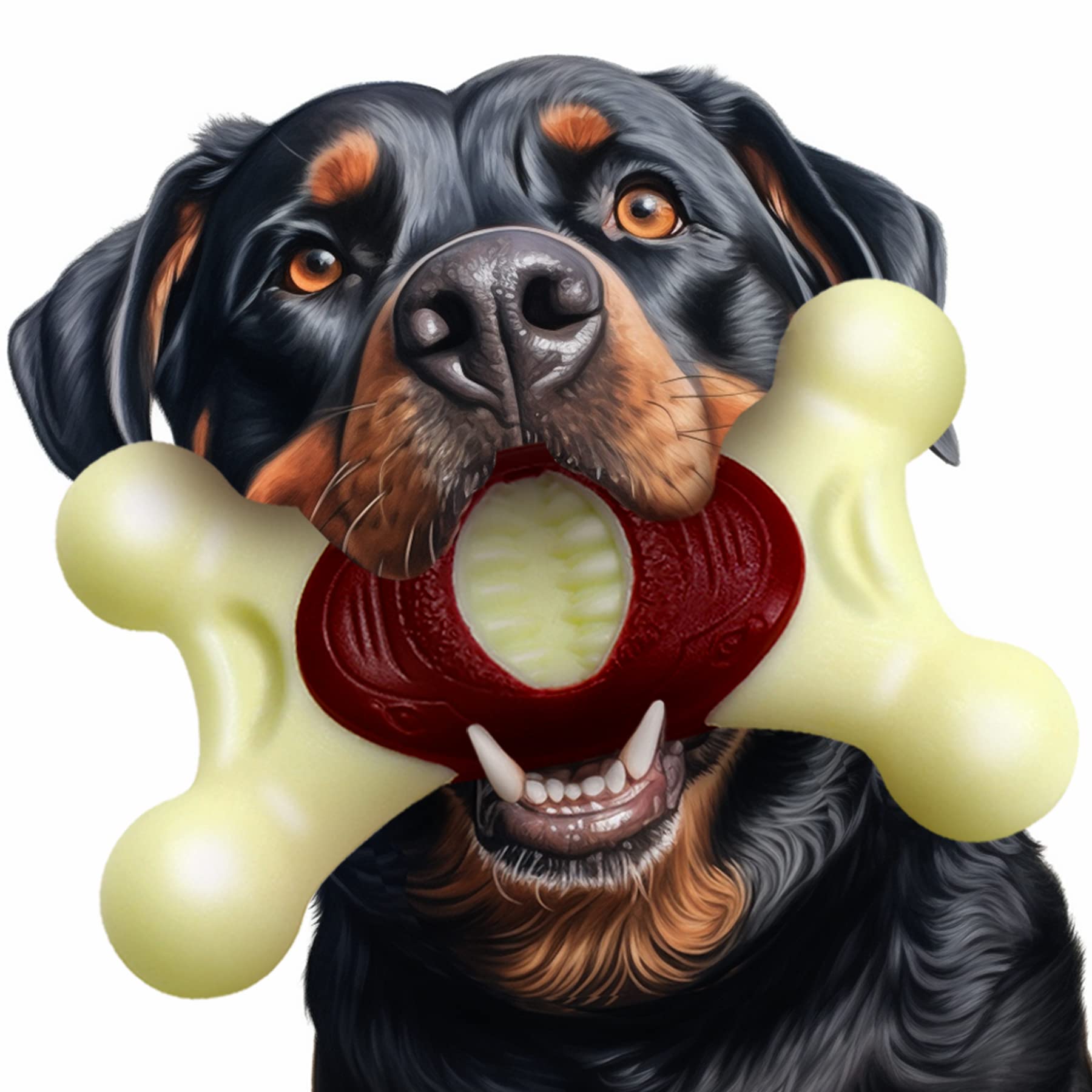 Durable Indestructible Dog Chew Toys for Aggressive Chewers - NOUGAT Interactive Bacon Flavor Dog Toy for Large & Small Breeds | Perfect for Playtime, Training & Anxiety Relief
