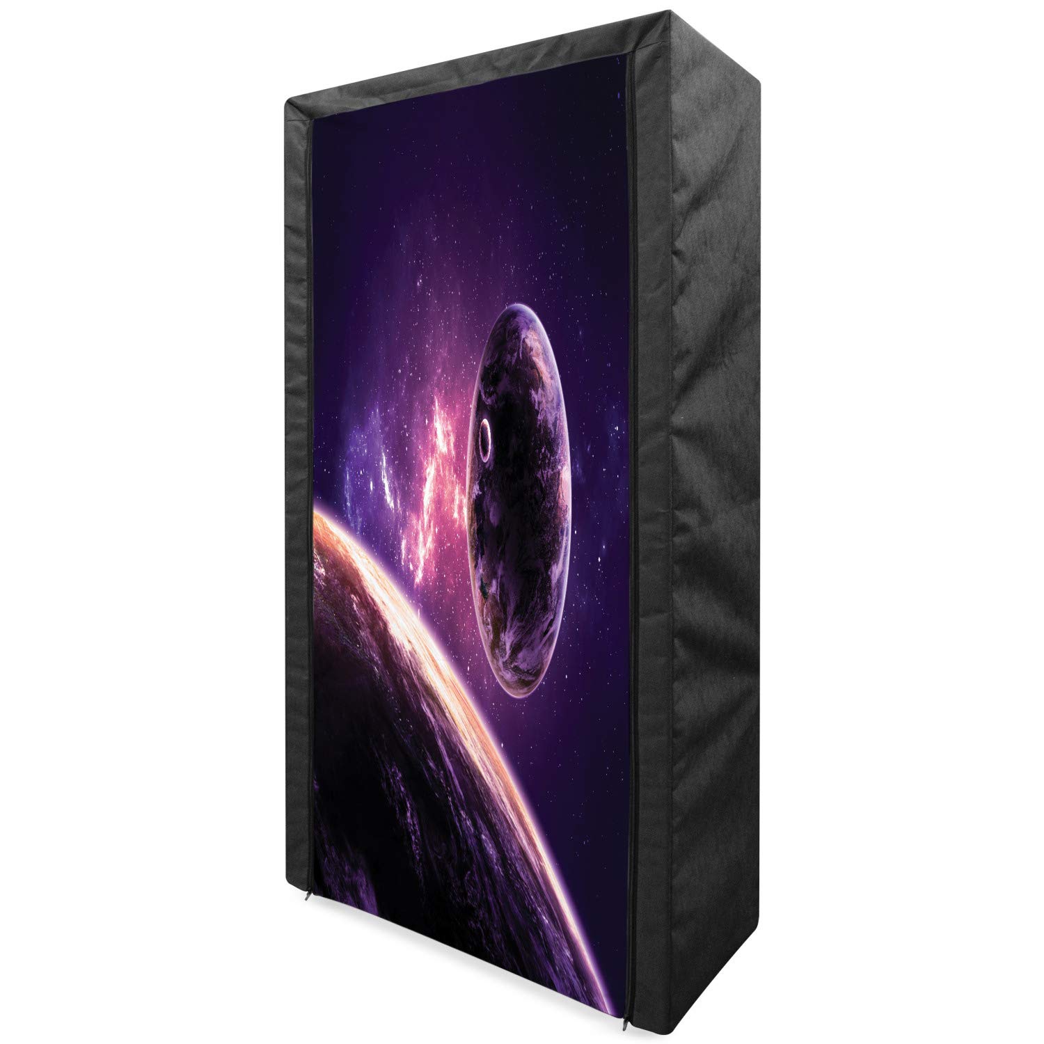 Ambesonne Galaxy Portable Fabric Wardrobe - Purple Nebula Celestial Comet Astronomy Design, 33.5