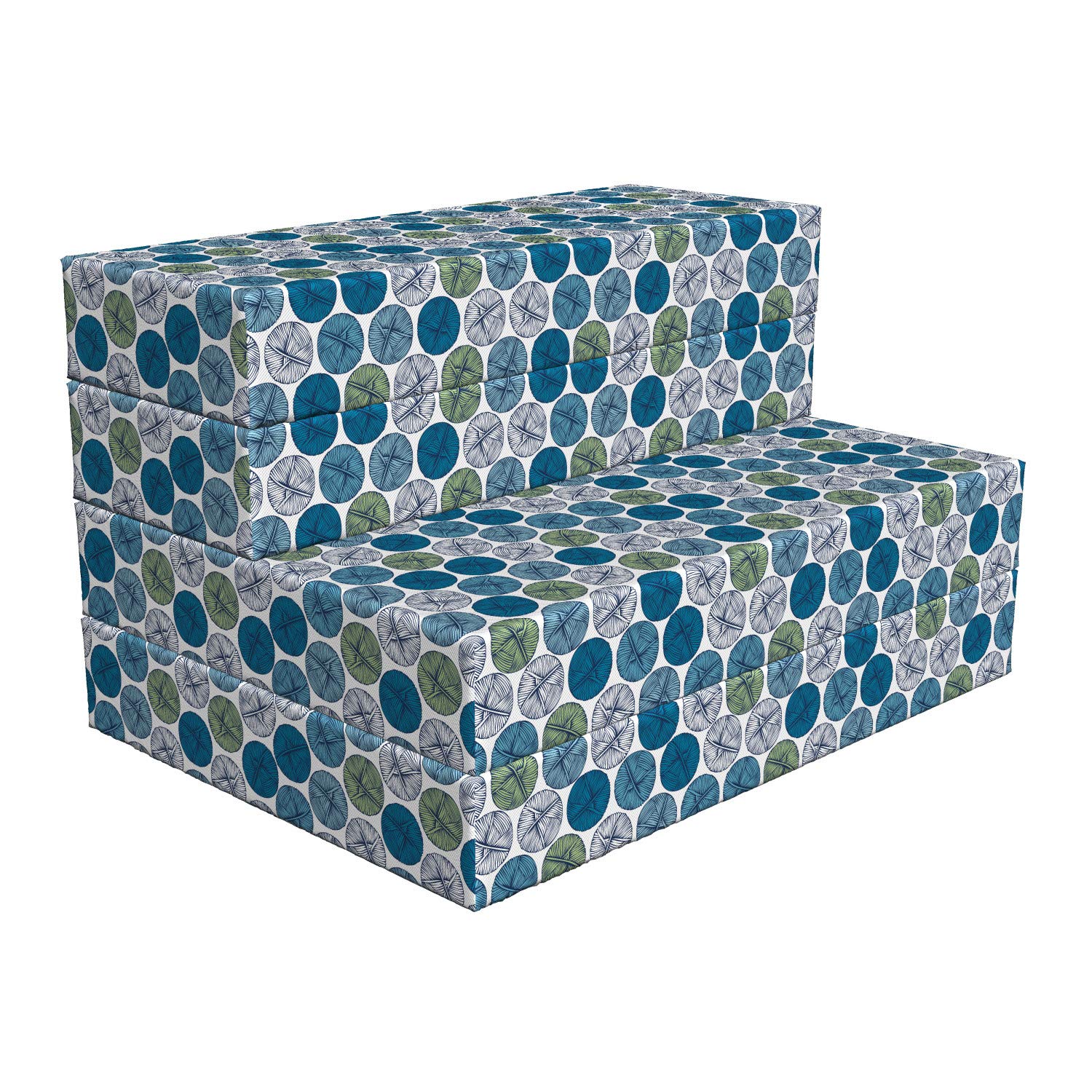 Ambesonne Foldable Hobby Mattress - Knitting Themed Yarn Balls Design, 74.8 x 35.4 Inches, Blue Green - Perfect for Craft Rooms, Guest Beds & Small Spaces