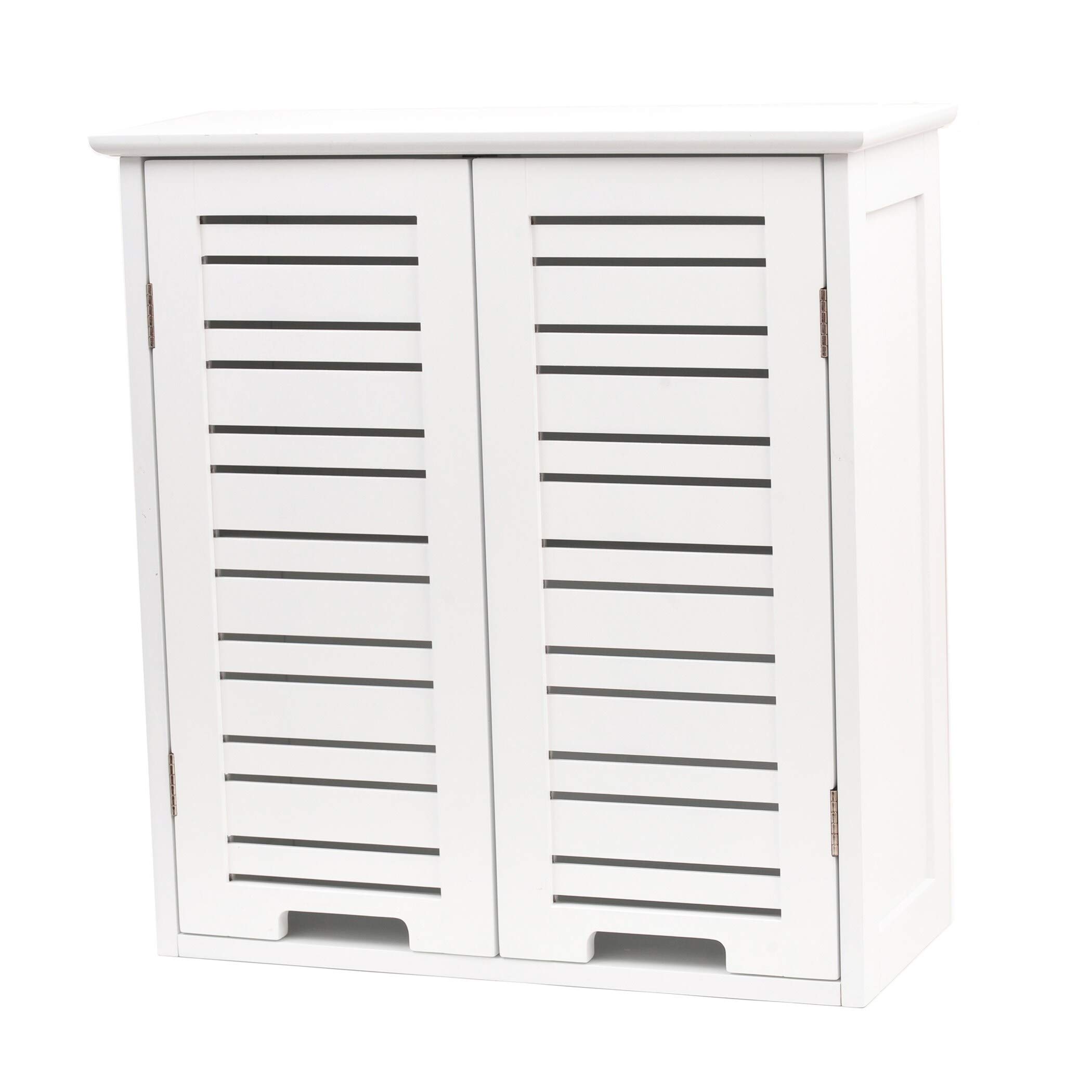 Modern Wall Mounted Bathroom Storage Cabinet - White & Brown MDF Wood, Includes Hardware - Perfect for Small Bathrooms, Powder Rooms & Vanity Organization