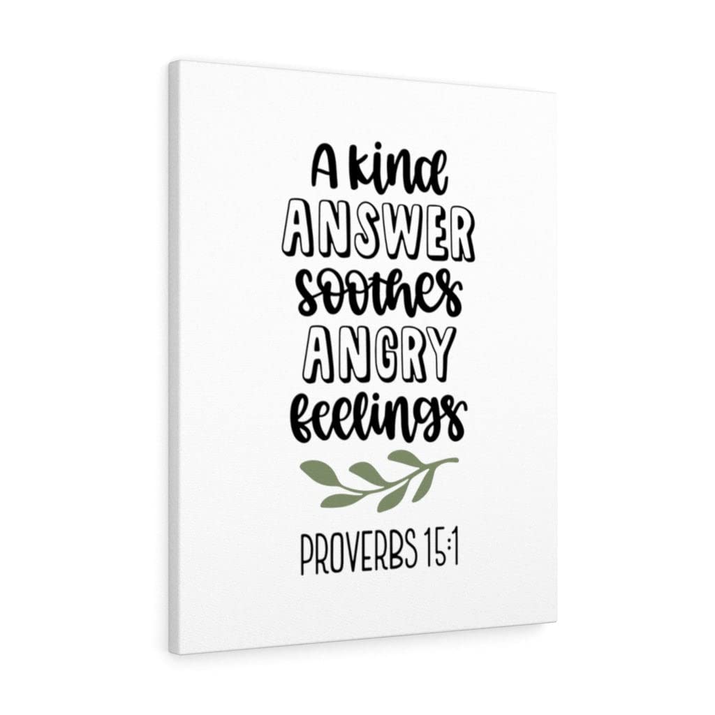 Christian Wall Art with Bible Verse Proverbs 15:1 - Scripture Print Gift for Home Decor, Ready to Hang - Perfect for Living Room, Bedroom & Church Inspirational Decor