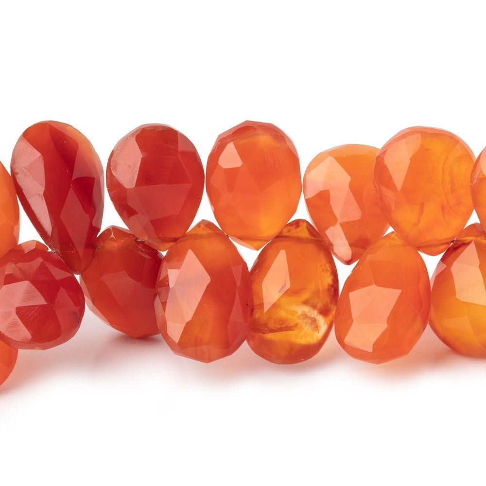 11x9mm & 15x9mm Natural Carnelian Faceted Pear Beads - 49pcs 8.5 Inch Strand for Jewelry Making, DIY Bracelets & Necklaces - Perfect for Beading Crafts, Gift Making & Boho Style Accessories