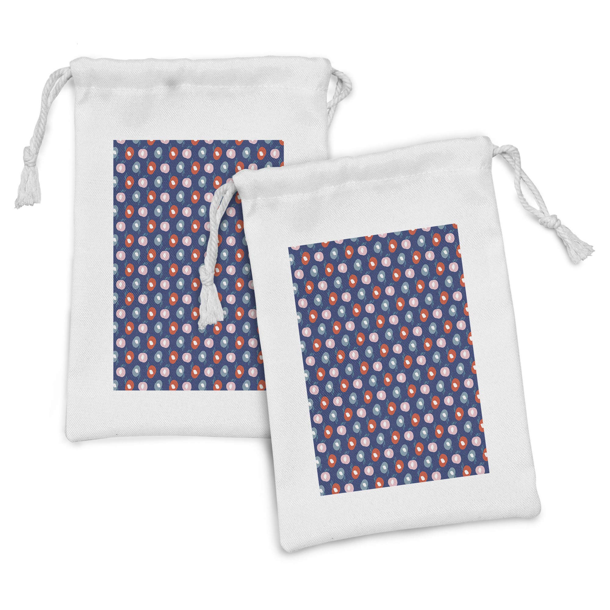 Ambesonne Peach Fabric Pouch Set of 2 - Small Drawstring Bags for Toiletries, Masks, Jewelry & Party Favors - 9