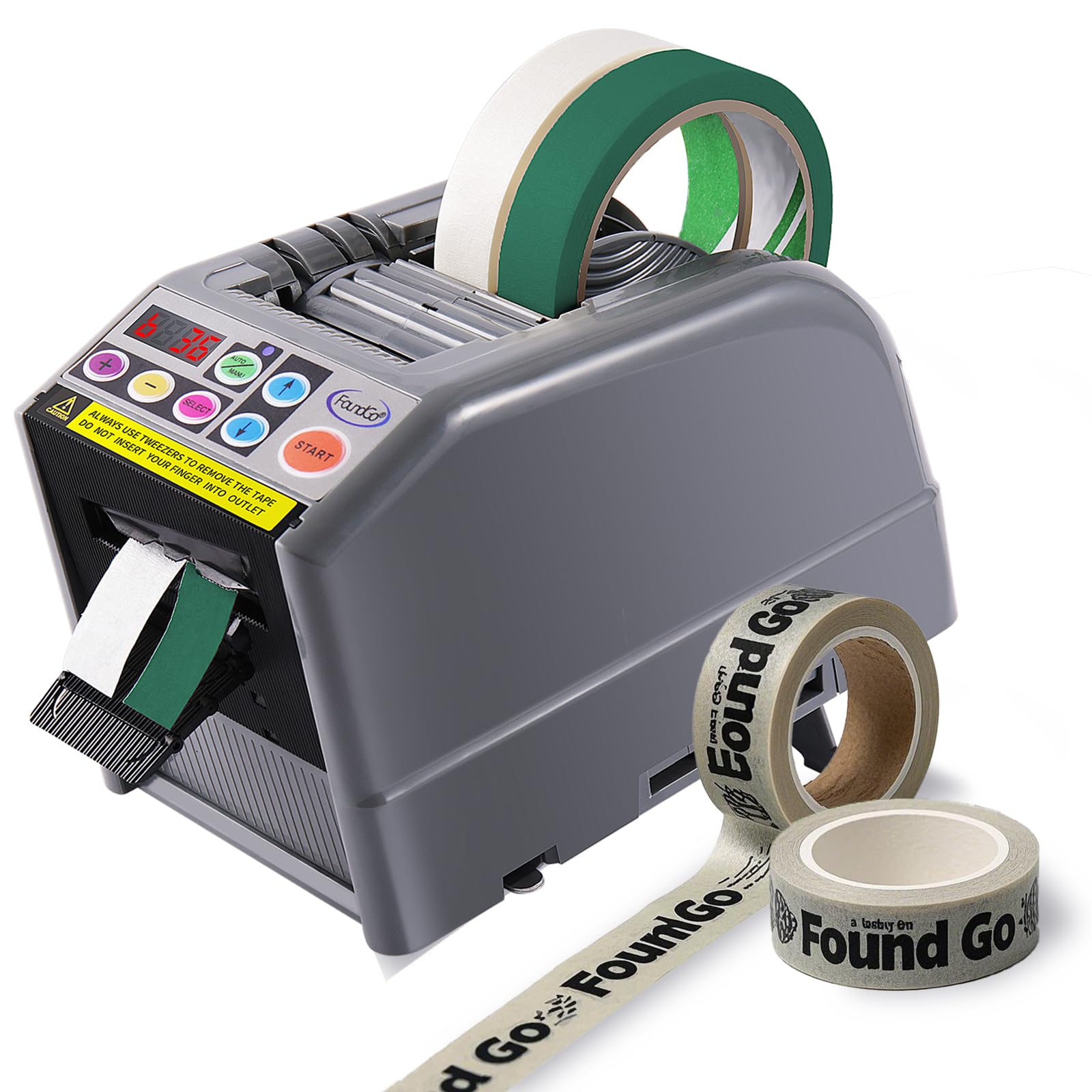 FoundGo Automatic Tape Dispenser - Upgraded Electric Tape Cutter with Silicone Wheel, 999mm Max Cutting Length for 6-60mm Wide Tapes | Intelligent Packing Equipment for Shipping, Moving & Office Use