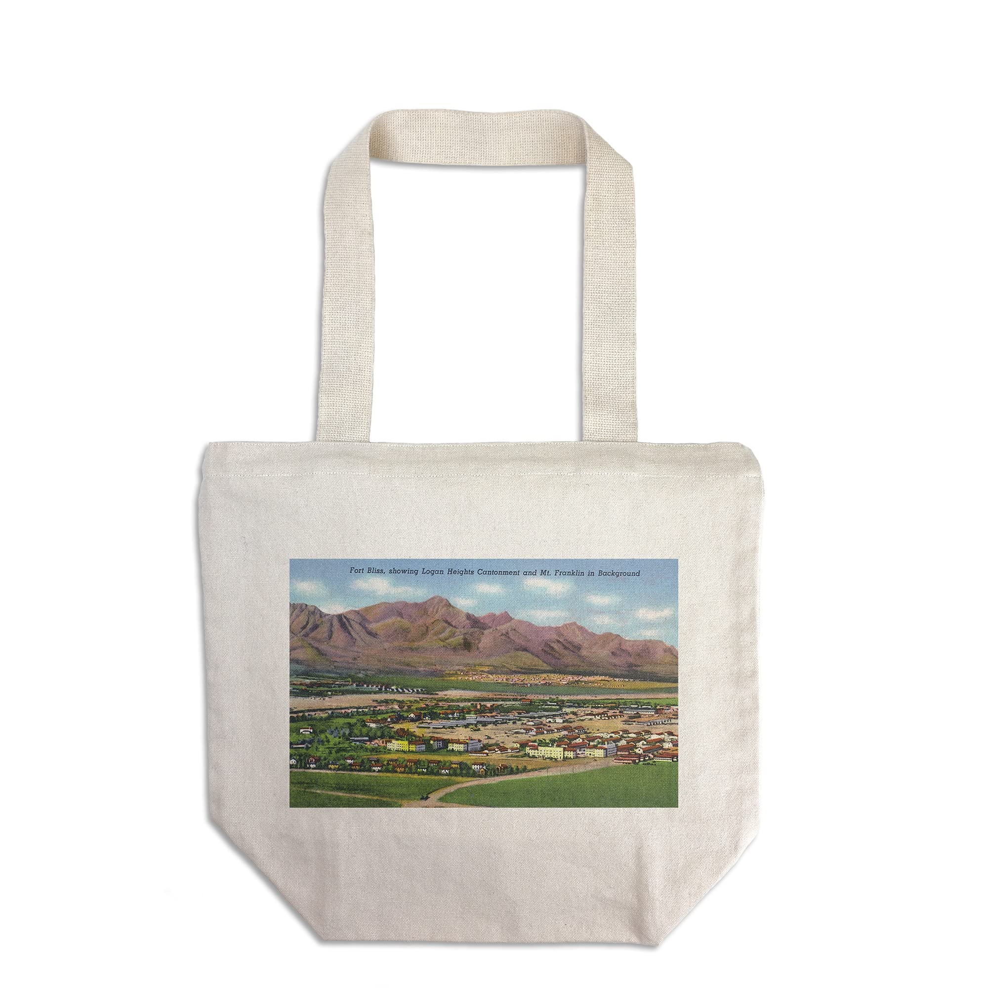 Lantern Press El Paso Texas Aerial Panoramic View of Fort Bliss & Logan Heights - 100% Cotton Canvas Reusable Tote Bag for Grocery Shopping, Beach Trips & Everyday Use