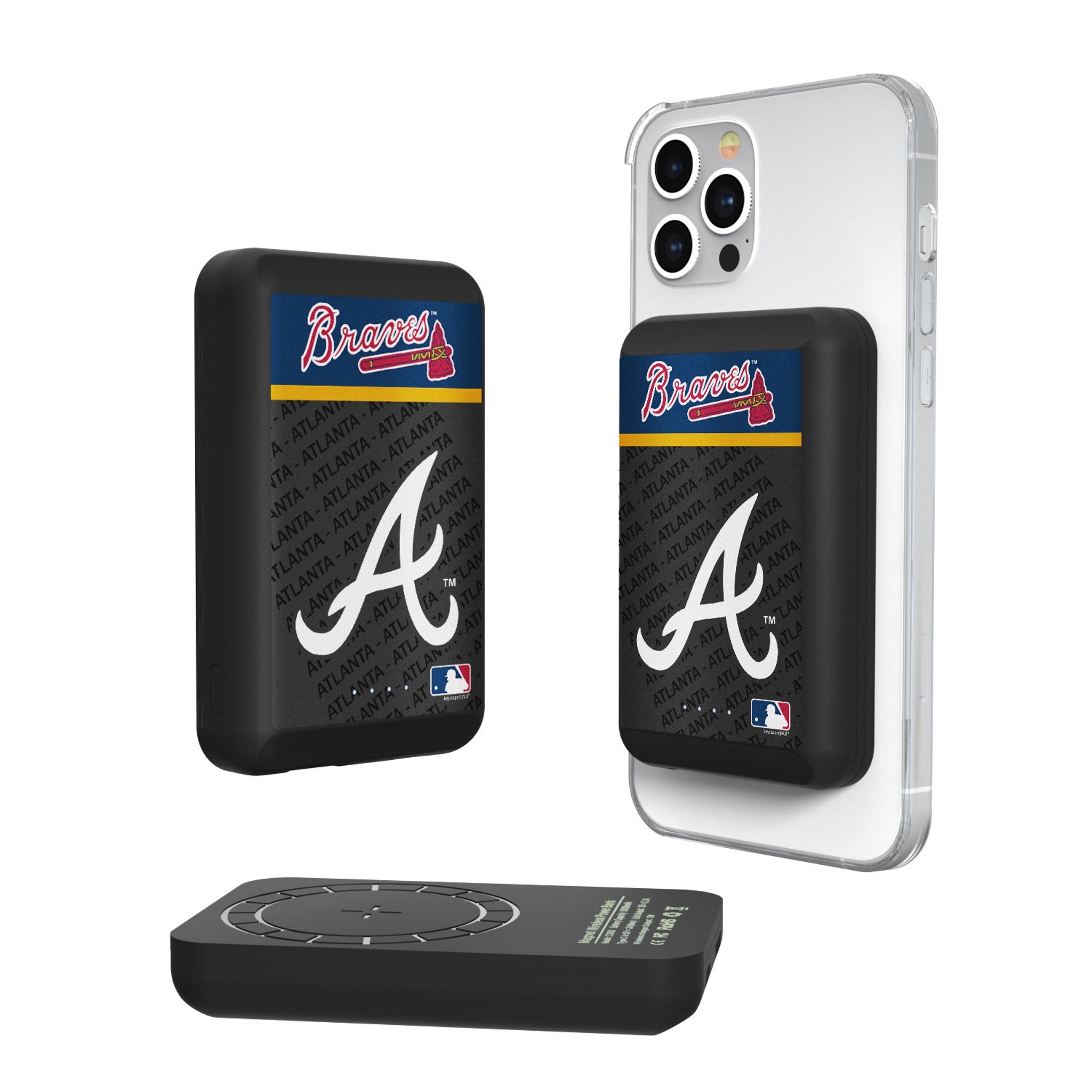 Atlanta Braves Wireless Magnetic Power Bank 10000mAh - Portable Fast Charging Battery Pack for iPhone, Samsung, AirPods - Perfect for Travel, Work, and Game Day