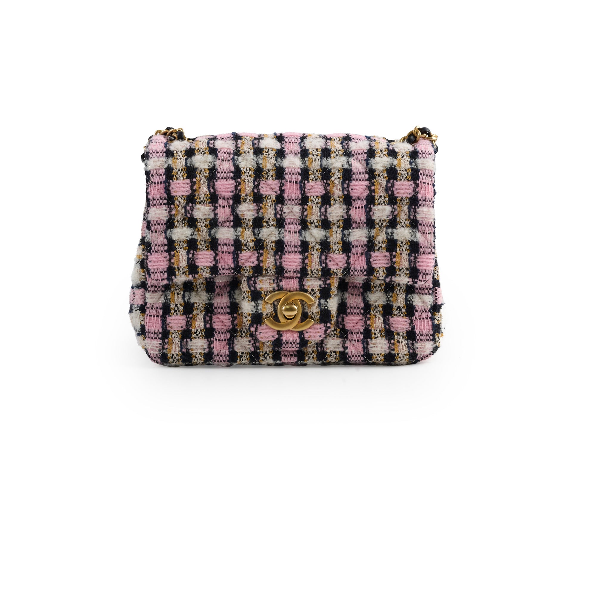 Chanel Mini Square Crush Tweed Pink Bag with Microchip - Luxury Crossbody Purse for Women, Perfect for Parties, Dating & Special Occasions