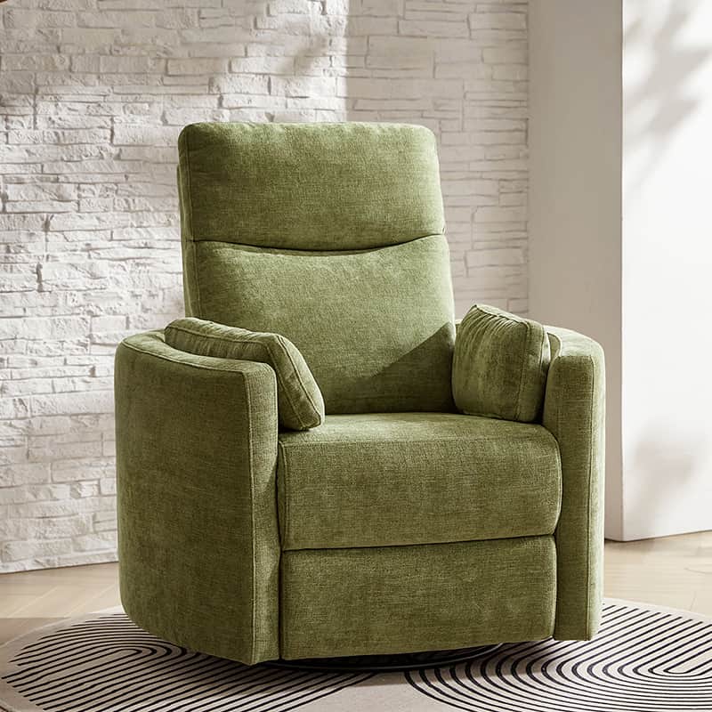 Monica Swivel Rocker Power Recliner Chair with Adjustable Headrest & Lumbar Support - Optional Removable Pillows - Perfect for Living Room, Home Theater & Relaxation