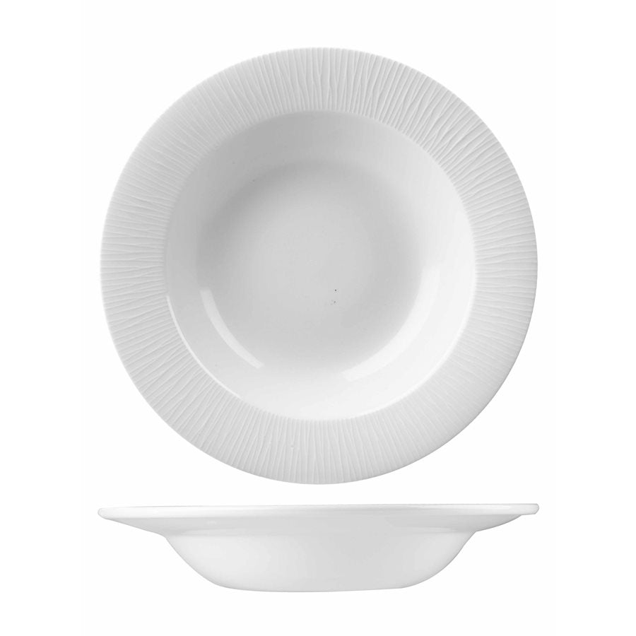 Premium Churchill Bamboo 17.5 Oz White Rimmed Bowl Set - 12 Pack (WHBALRSB1) | Durable & Eco-Friendly Serving Bowls for Salads, Soups, Snacks & Entertaining