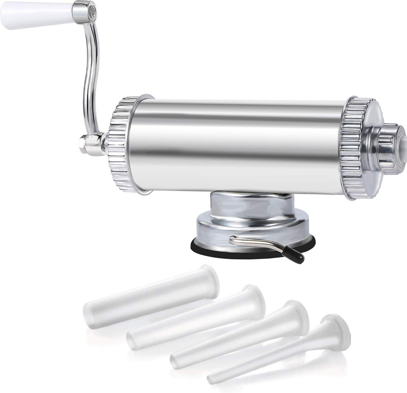 Durable Horizontal Aluminum Sausage Stuffer Machine Kit - 2LBS Capacity with 4 Professional Filling Nozzles for Home Use | Easy to Clean Meat Grinder & Sausage Maker for Kitchen, BBQ, Camping & Food Prep