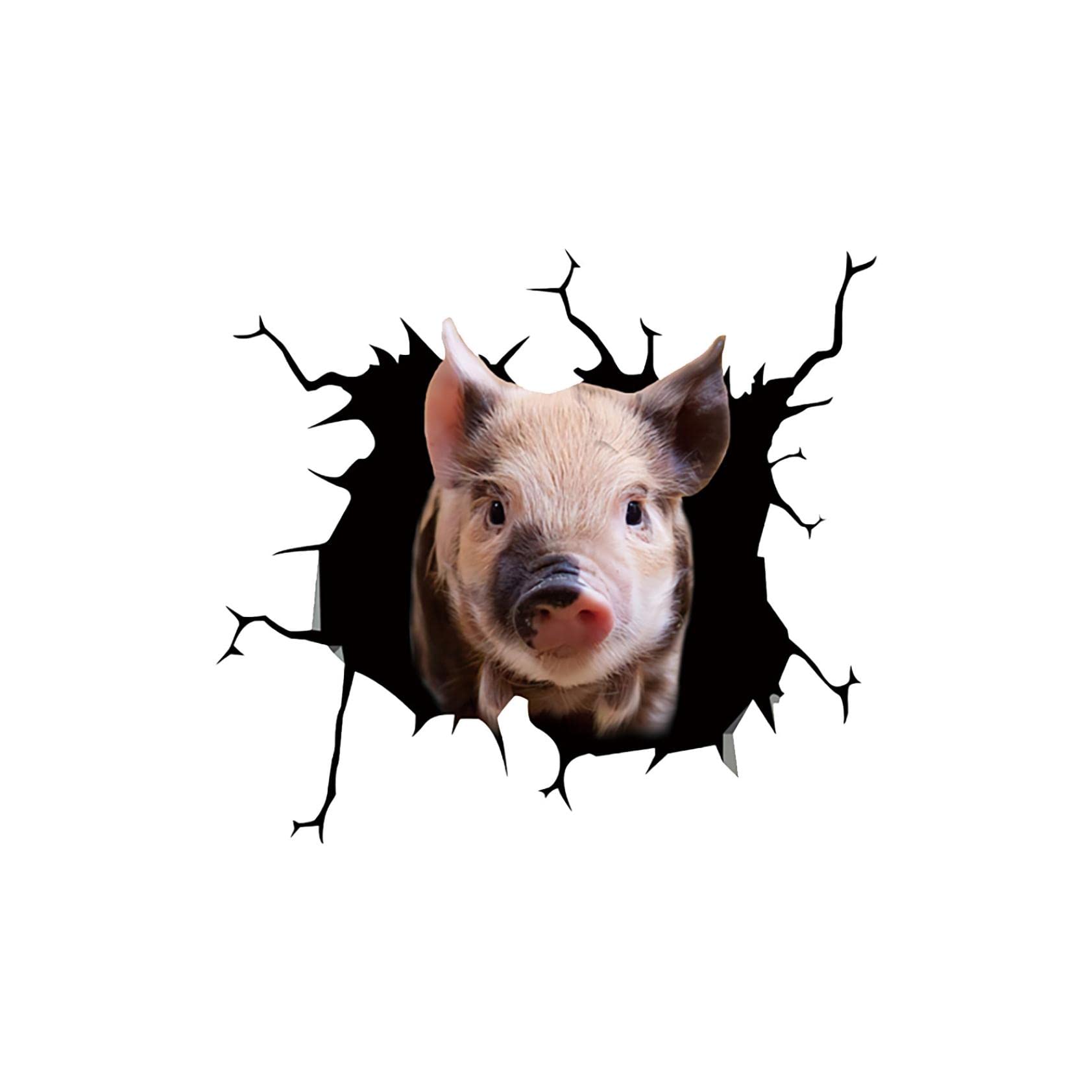 Onefa 3D Pig Lover Wall & Car Stickers - Waterproof Removable Decals for Windows, Laptops, Home & Auto Decor - Perfect for Nursery, Office, or Vehicle Personalization