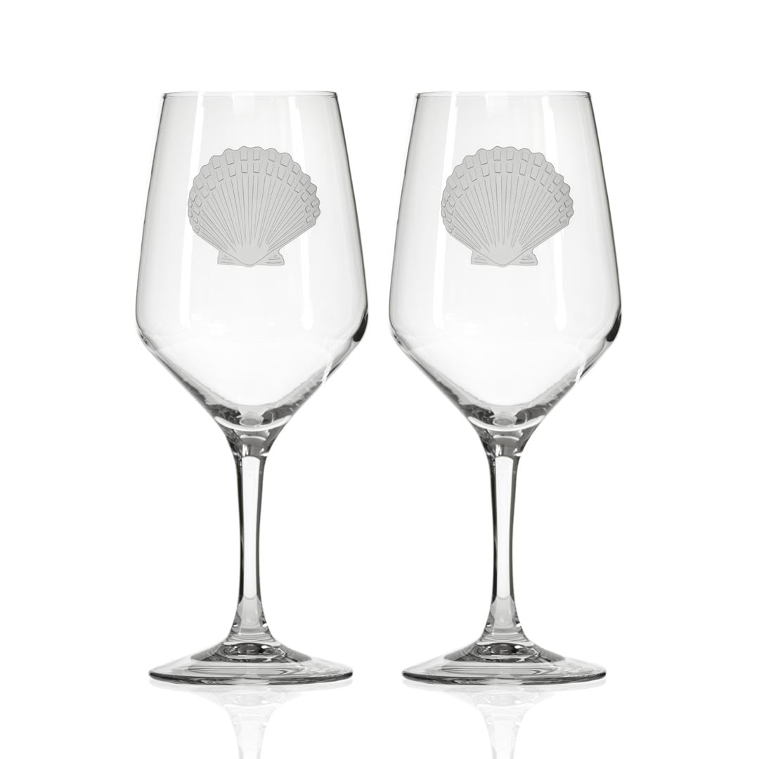 Premium Scallop Shell Design 19.75oz Wine Glasses Set of 2 - Elegant Stemware for White Wine, Cocktails & Home Bar Entertaining