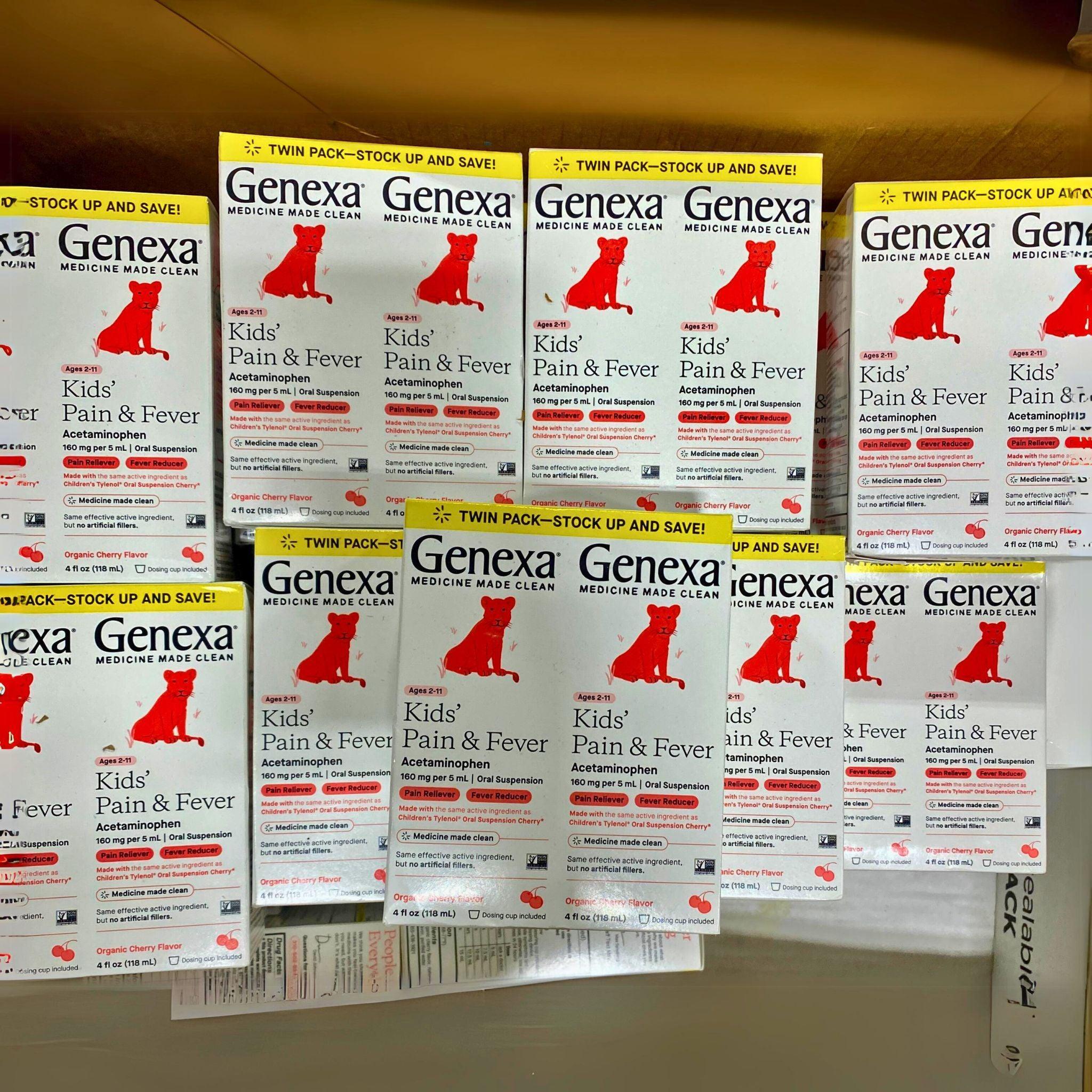 Genexa Kids Pain & Fever Relief - Acetaminophen Liquid Medicine - 4 FL OZ (50 Pcs) - Safe & Organic Fever Reducer for Children - Perfect for Teething, Cold & Flu Symptoms