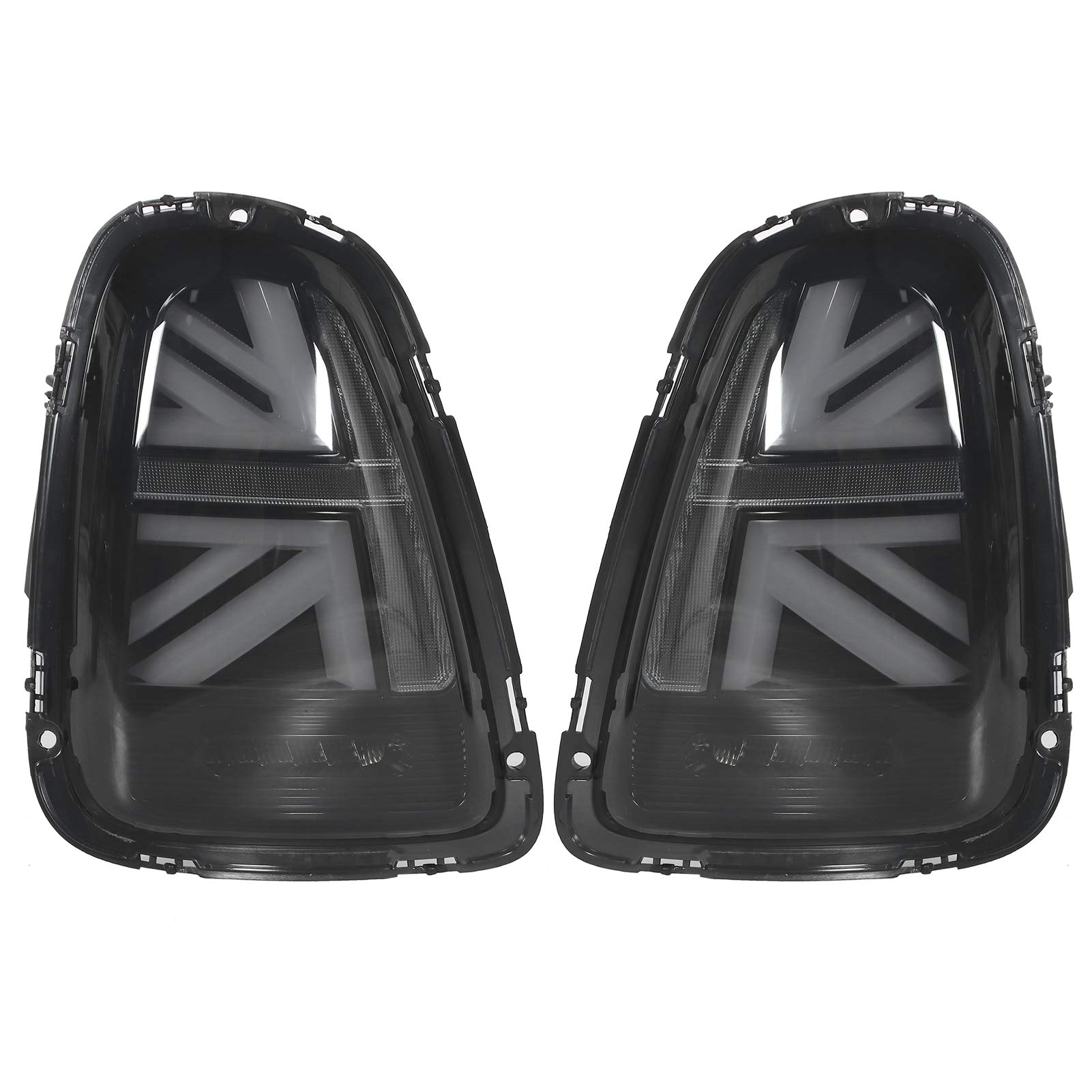 VLAND JCW Union Jack Full LED Tail Lights with Smoked Lens - Compatible with Mini Cooper R56 R57 R58 R59 LCI (2011-2015) - High Visibility & Stylish Upgrade for Night Driving and Car Customization