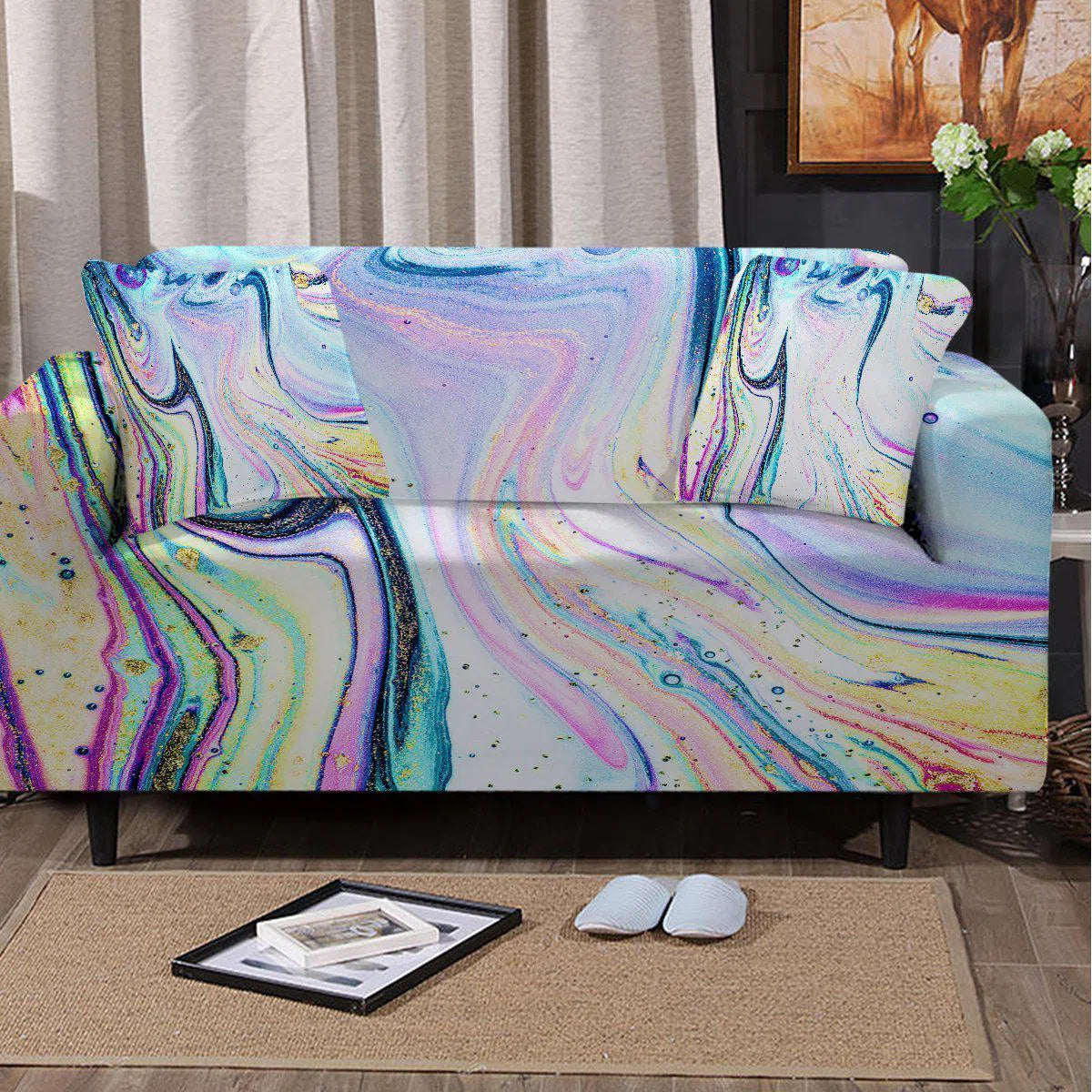 Stretchable Maya Bay Sofa Cover - Soft & Durable Furniture Protector for Couches, Sectionals, Loveseats - Perfect for Living Room, Family Room & Home Decor