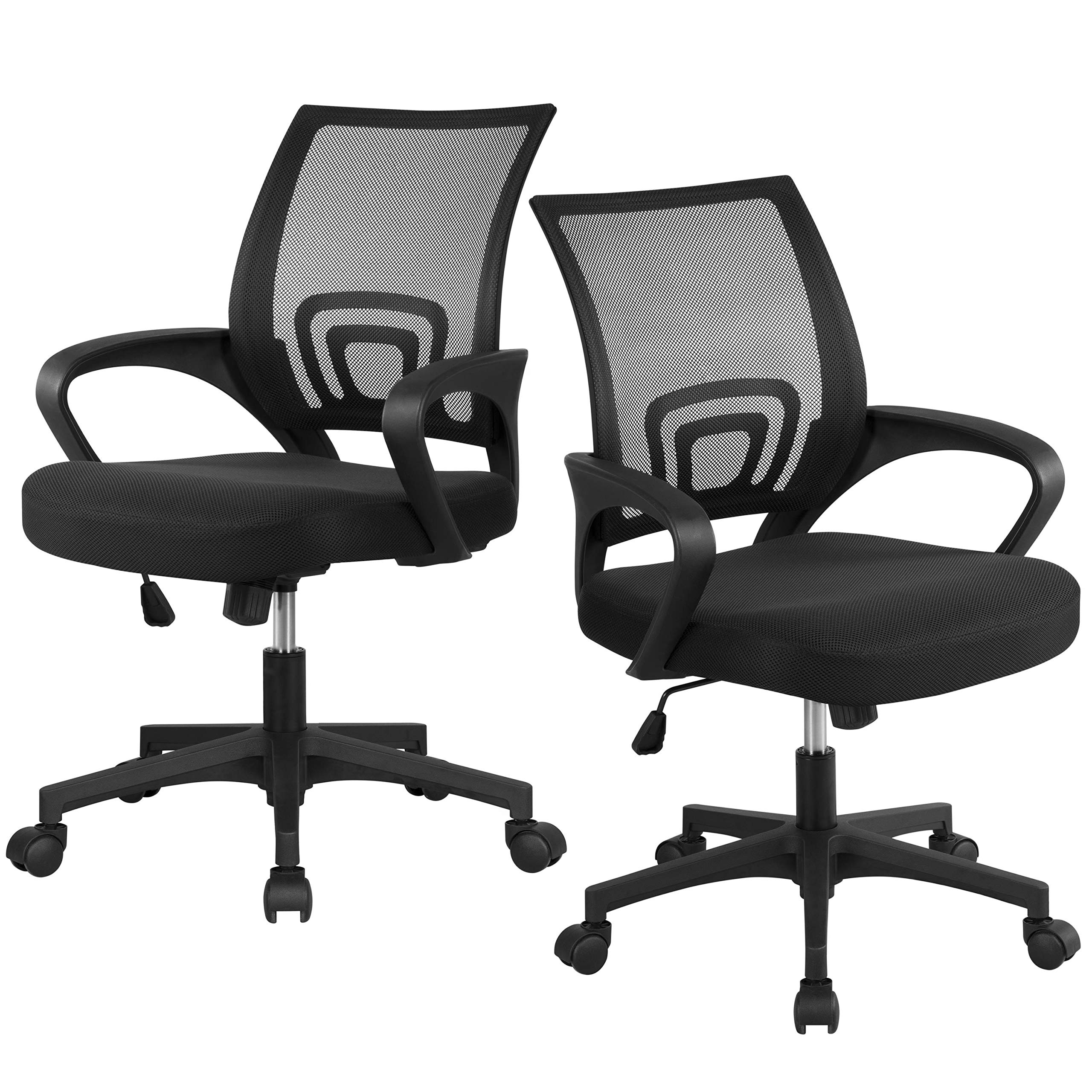 Ergonomic Office Chair with Lumbar Support - Adjustable Mesh Computer Desk Chair for Home & Office - Modern Executive Task Rolling Swivel Chair for Women & Men (2 Pack, Black) - Perfect for Long Work Hours, Gaming, and Remote Work