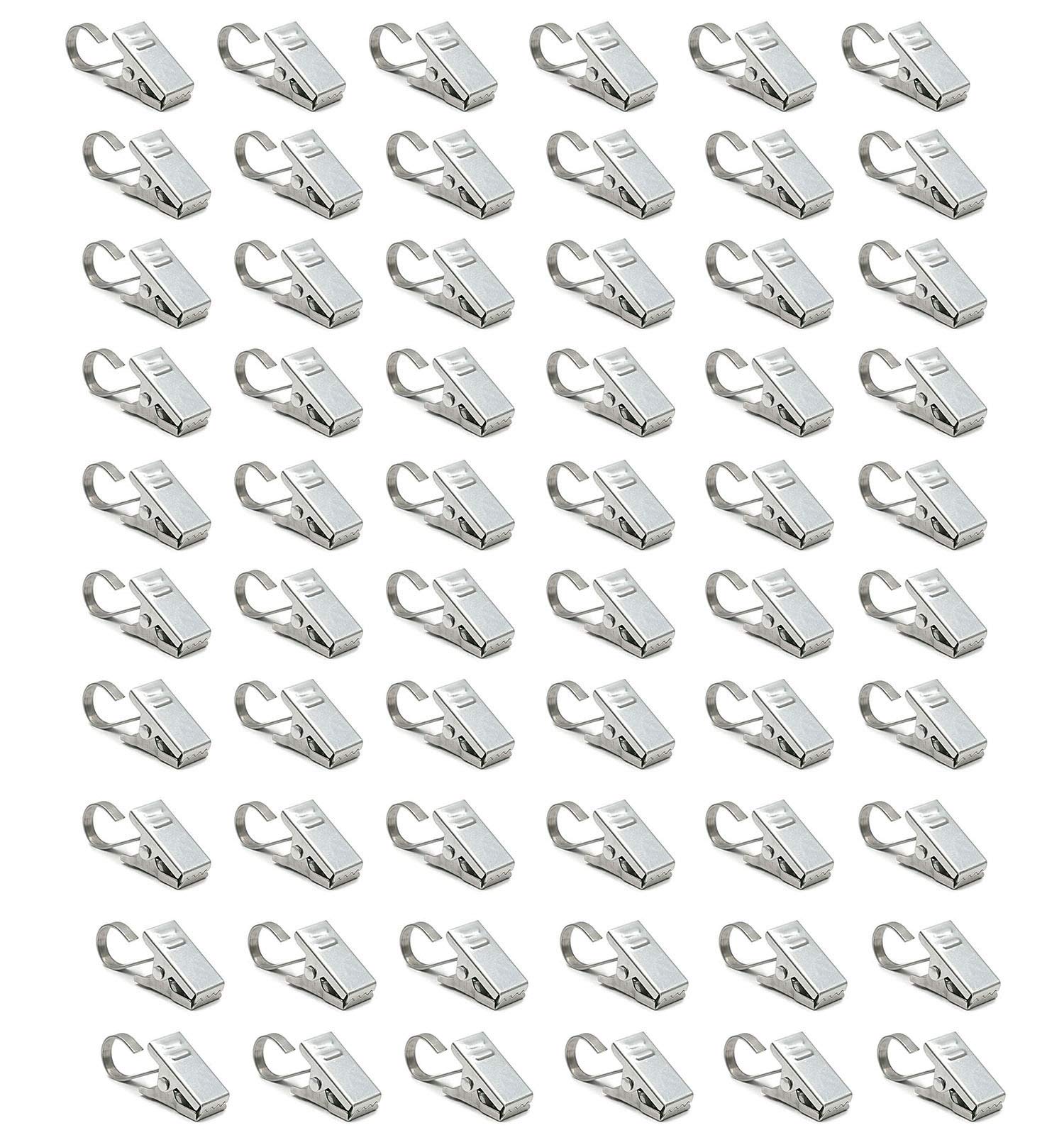 Goiio 60 Pack Stainless Steel Curtain Clips with Hooks - Heavy Duty Curtain Rings for Home Decor, Photo Display, DIY Crafts & Art Projects | Perfect for Bedroom, Living Room & Office Window Treatments