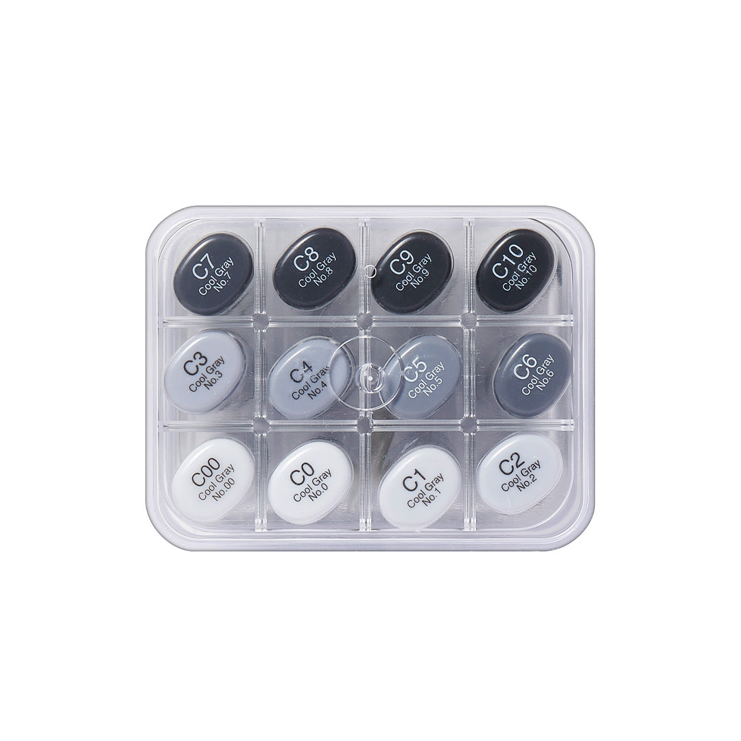 Copic Sketch Marker Pen Set - 12 Cool Grey Alcohol-Based Markers for Artists, Illustrators & Designers | Perfect for Sketching, Manga, Comic Art & Professional Illustration
