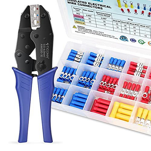 300 Pcs Electrical Insulated Wire Connectors Kit with Crimping Tool - Heat Shrink Butt Connectors for Automotive, Marine & Home Wiring Projects - Waterproof & Secure Electrical Connections
