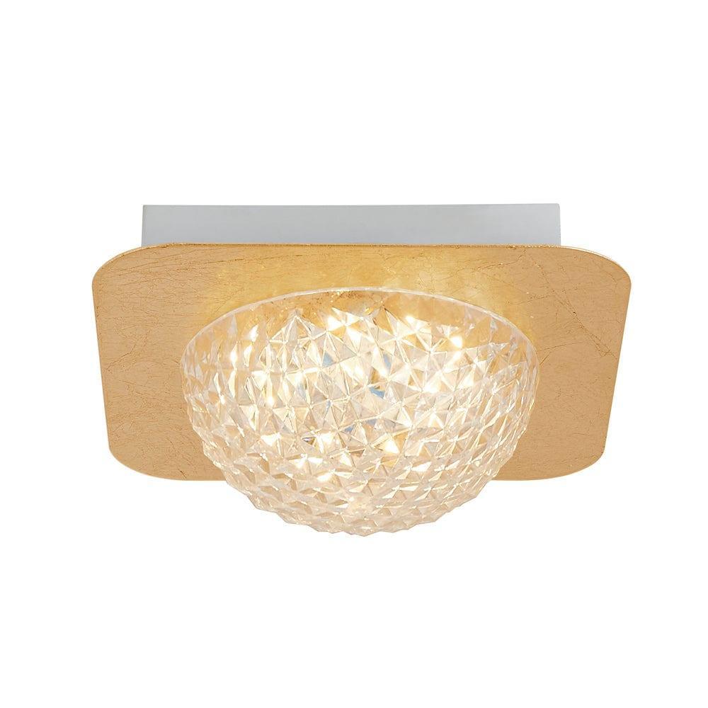 Celestia 1-Light Square LED Flush Mount Ceiling Light in Gold & Acrylic - Modern Lighting for Bedroom, Living Room & Hallway