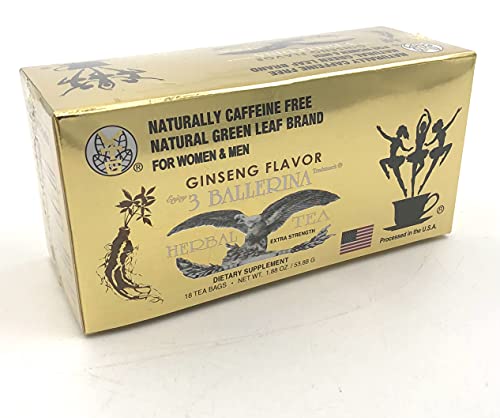 Ballerina Tea with Ginseng for Weight Loss - 18 Tea Bags for Women & Men | Slimming Detox Herbal Tea for Daily Wellness & Metabolism Boost