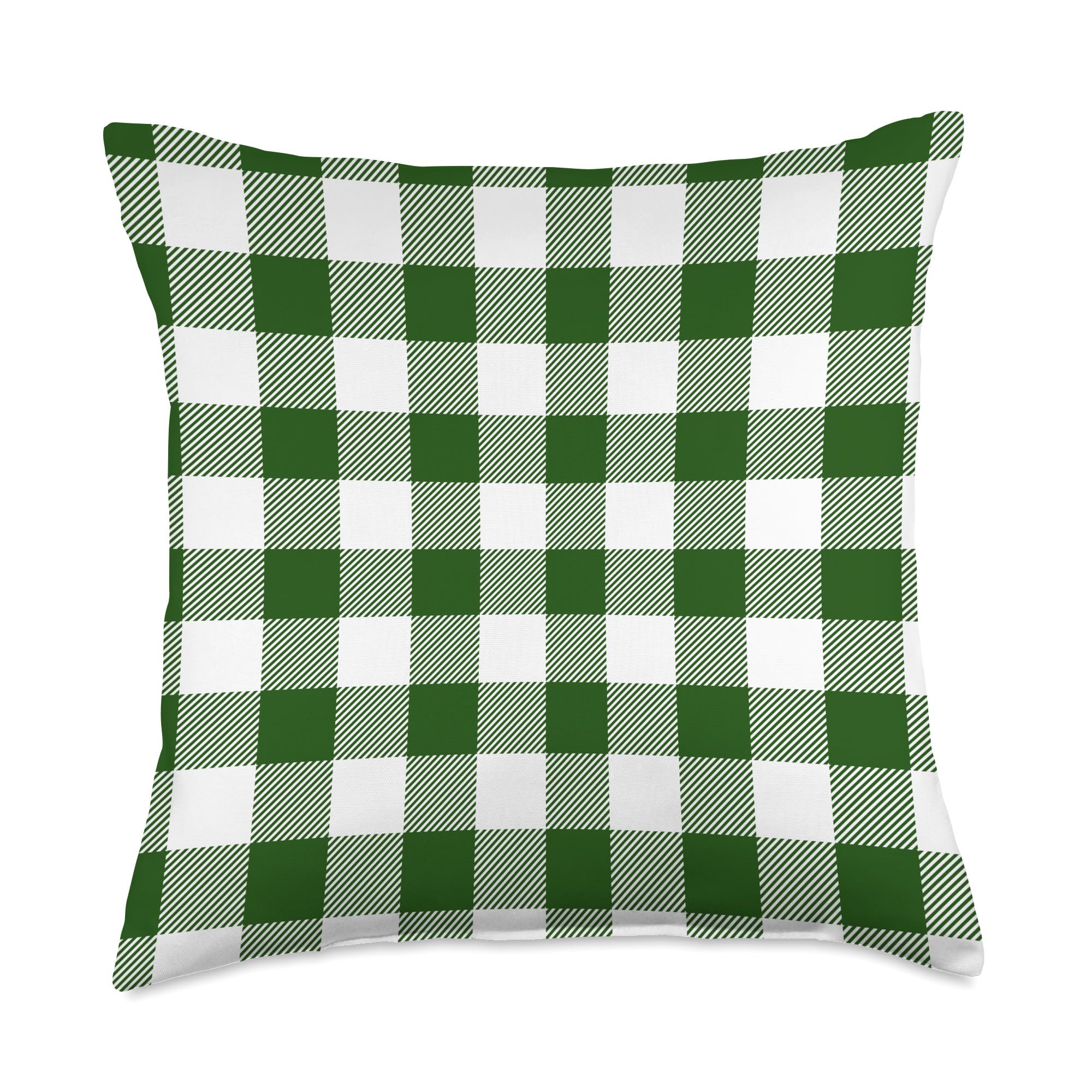 St. Patrick's Day Pillow Cover - Green and White Buffalo Plaid Throw Pillow for Couch, Sofa, Bedroom Decor - Shamrock Themed Home Accent