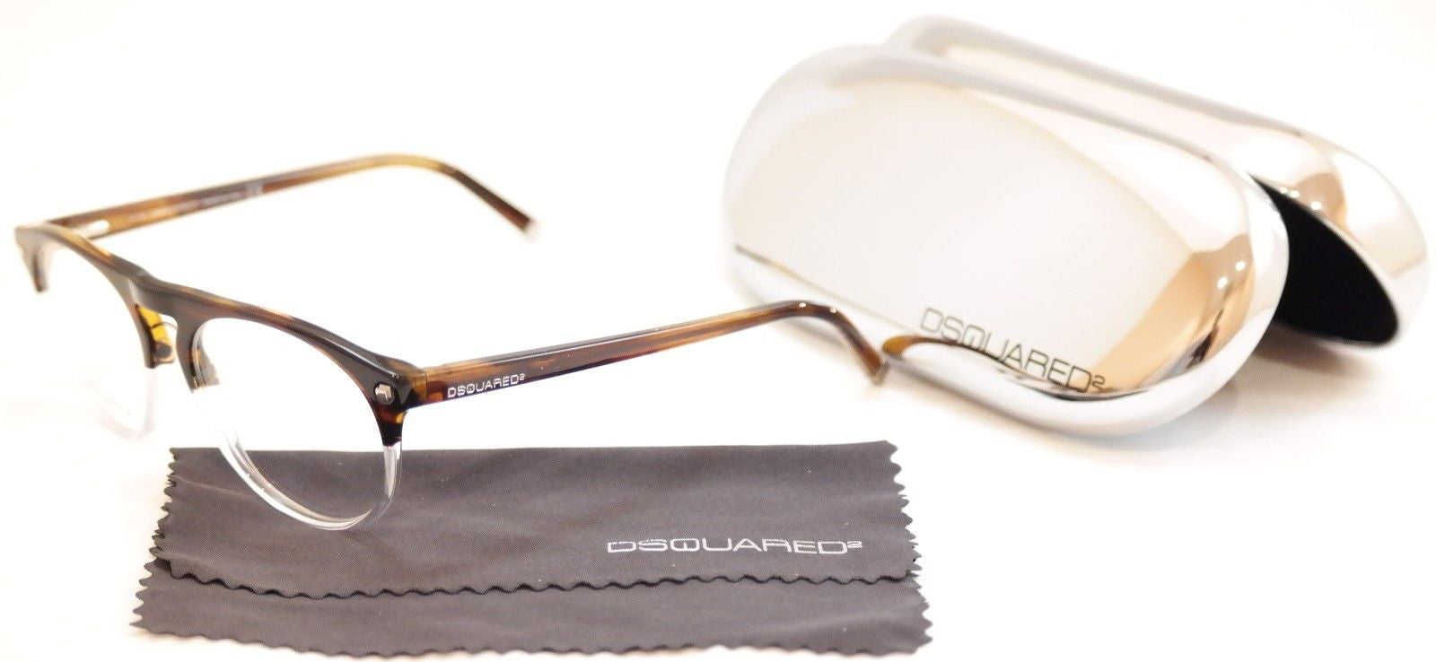 Dsquared2 DQ5074 056 Brown Havana White Plastic Eyeglasses Frame - Made in Italy - 51-16-145 Size - Perfect for Fashion & Reading Glasses