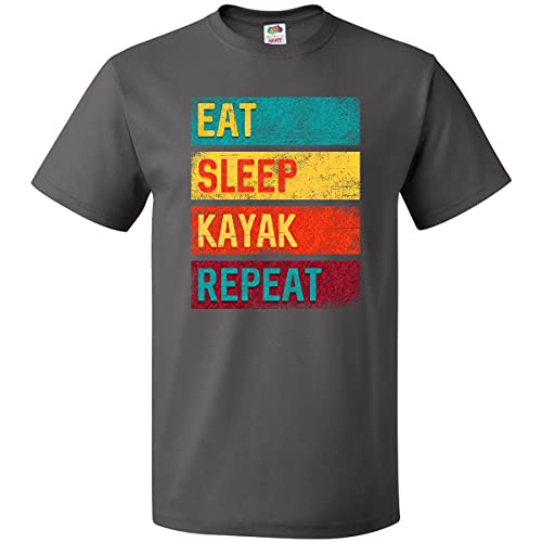 Inktastic Kayaking Eat Sleep Kayak Repeat T-Shirt for Men & Women - Comfortable Cotton Tee for Kayaking Enthusiasts, Outdoor Adventures & Casual Wear